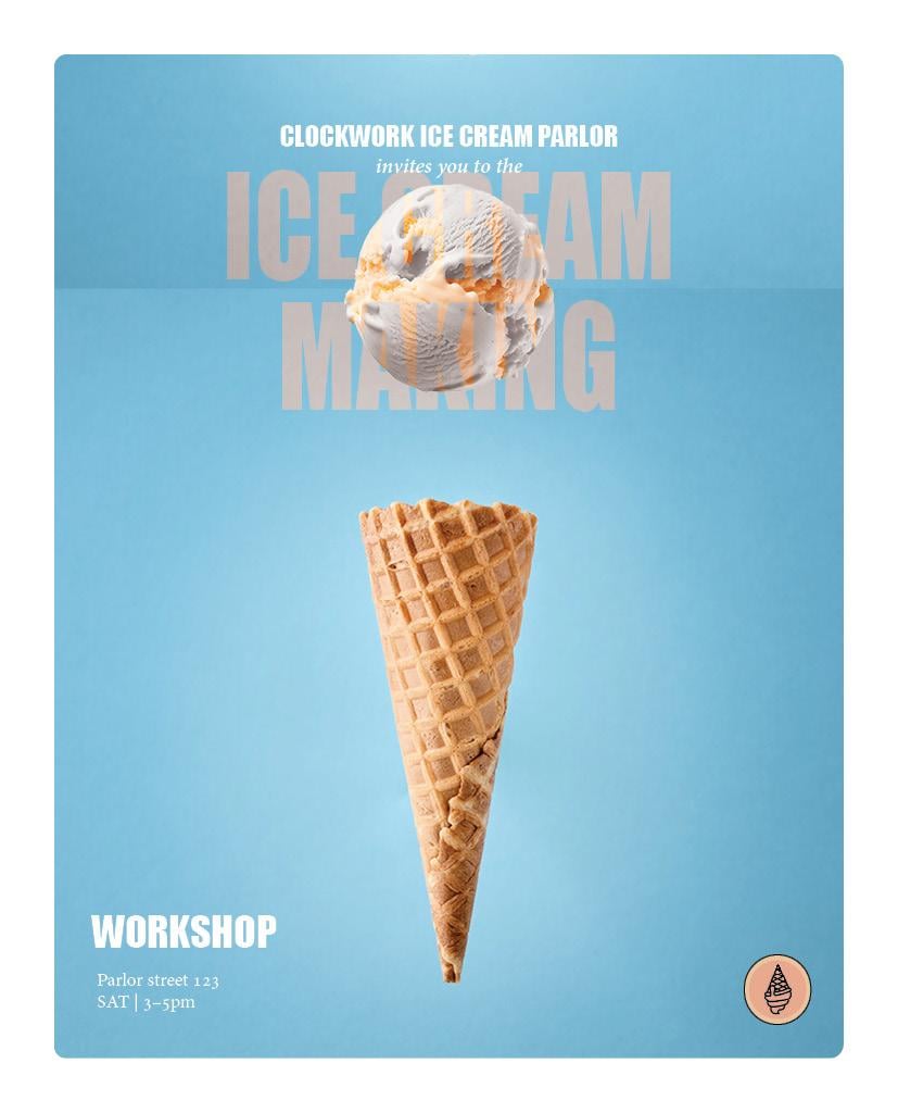 Clockwork Ice Cream Parlor WORKSHOP flyer - image 1 - student project