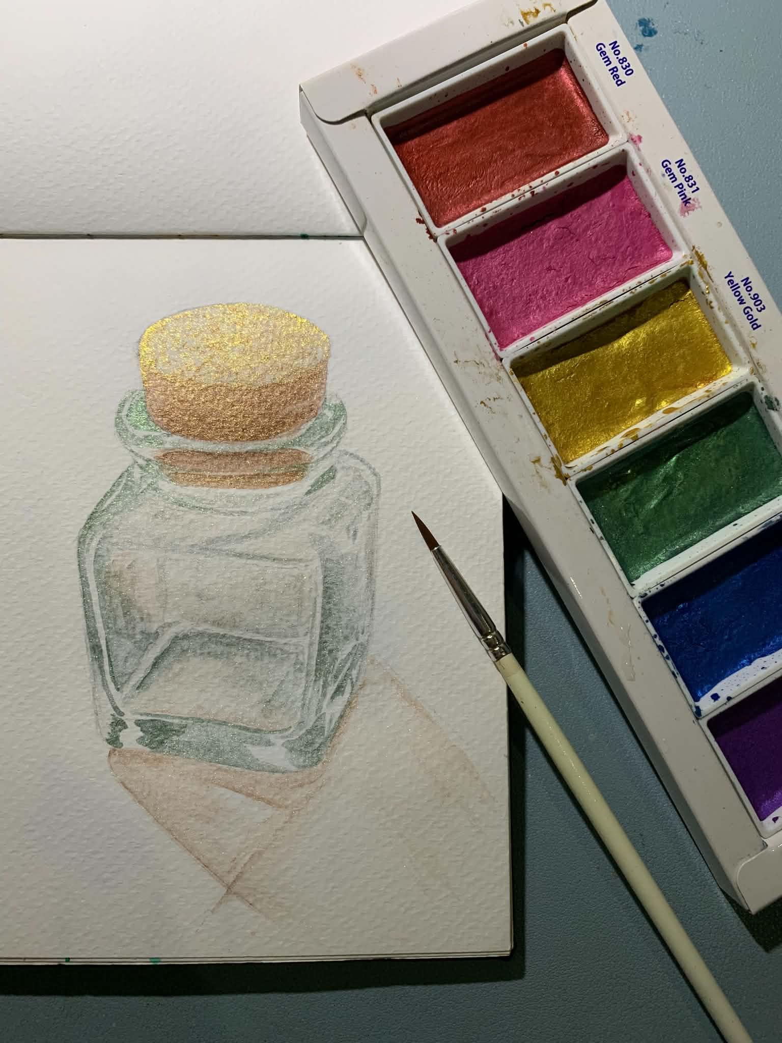 Glass bottle using shiny paints - image 2 - student project