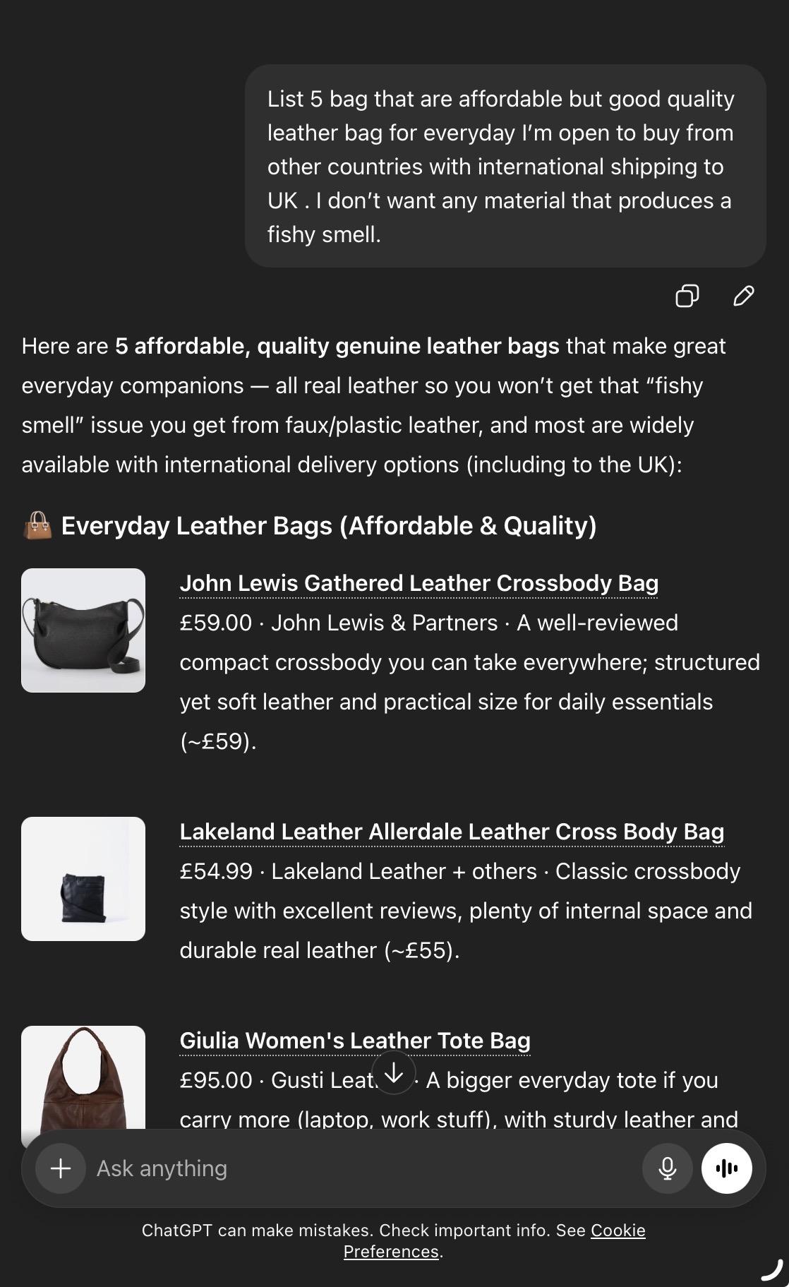 Leather bag brand suggestion - image 1 - student project