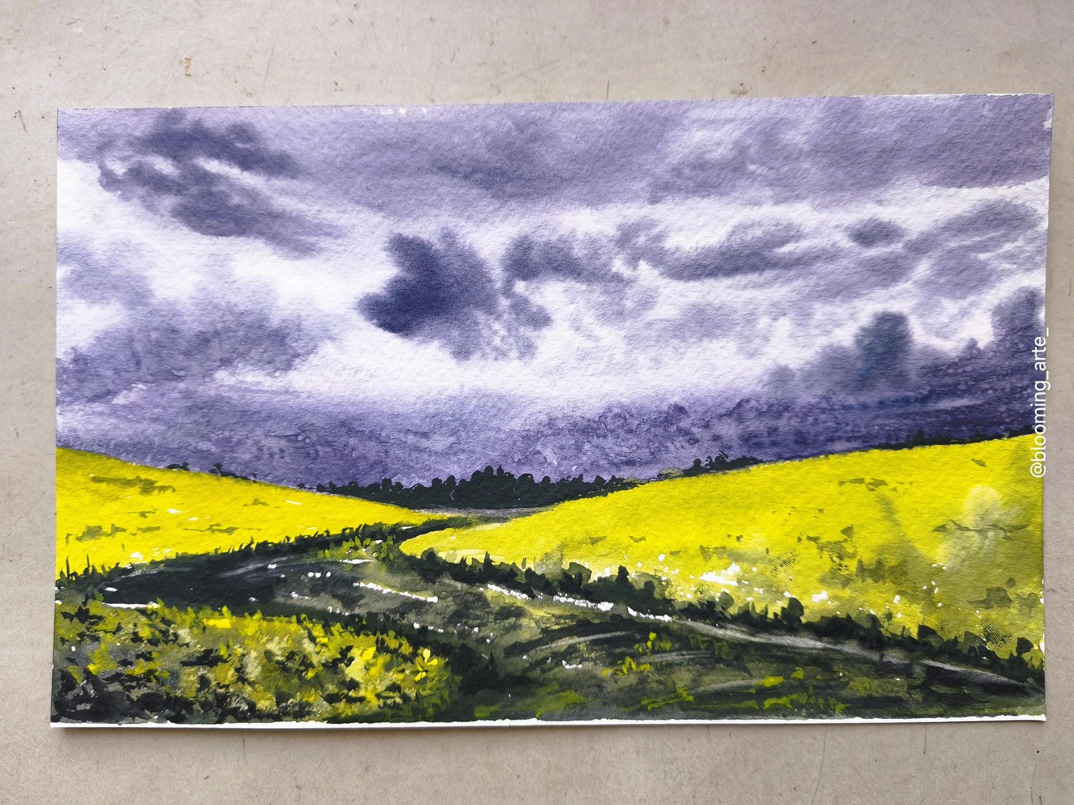 Stormy watercolor Landscapes - image 1 - student project