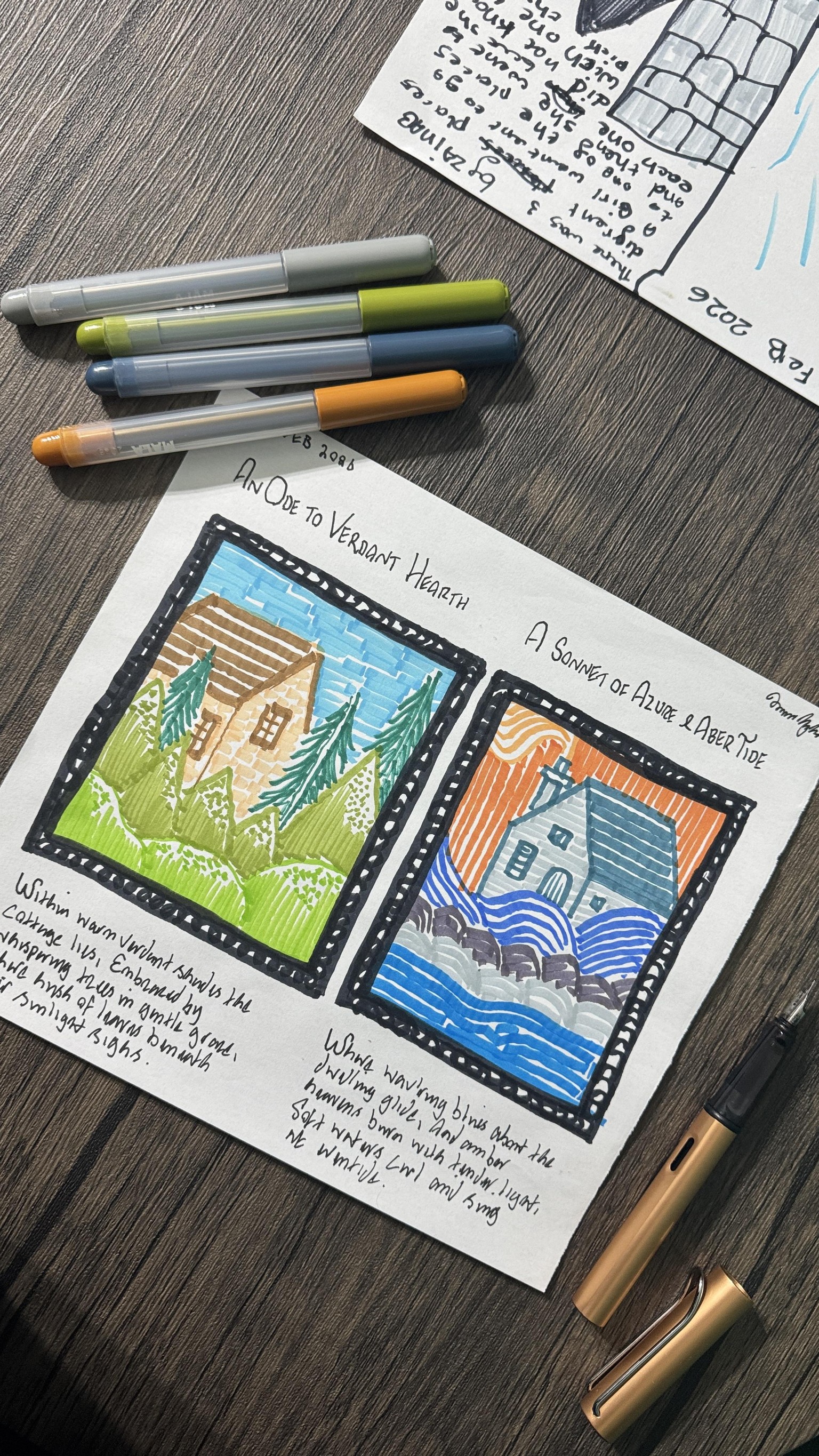Two relaxing marker sketches with a bit of poetry! - image 1 - student project