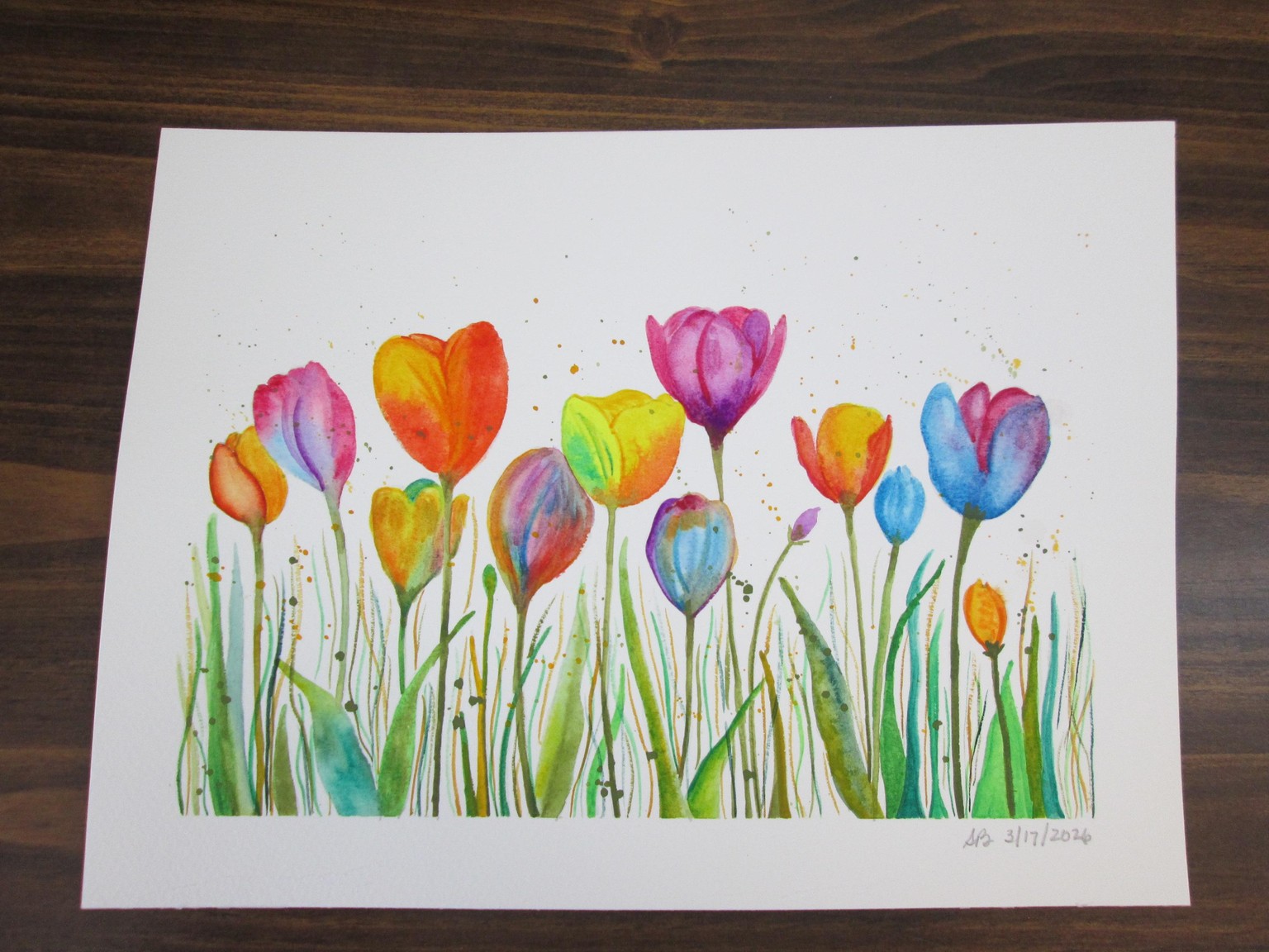 Colorful Watercolor Tulips - image 1 - student project