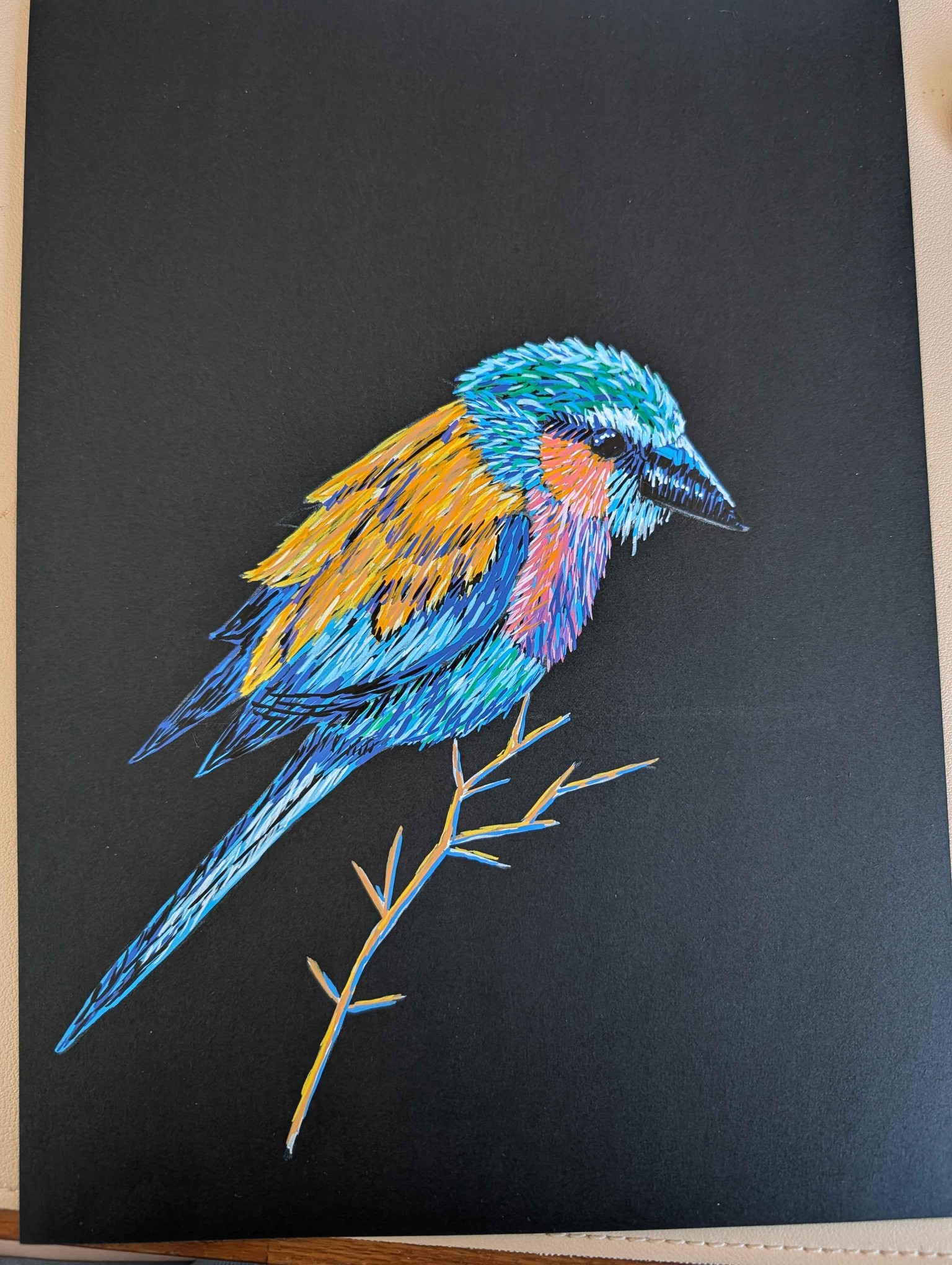 Bird with acrylic markers - image 1 - student project