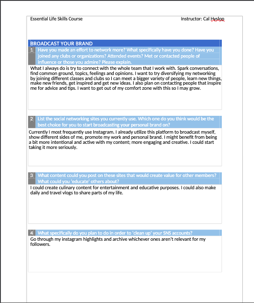 Personal Branding Worksheet - image 2 - student project