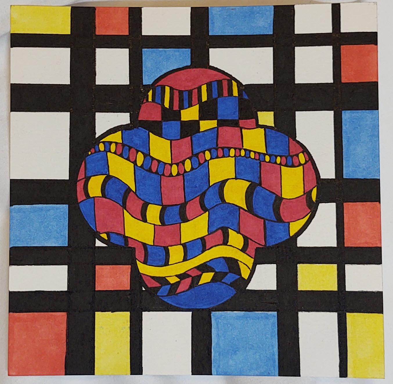 Mondrian Inspired Zentangle Art - image 5 - student project
