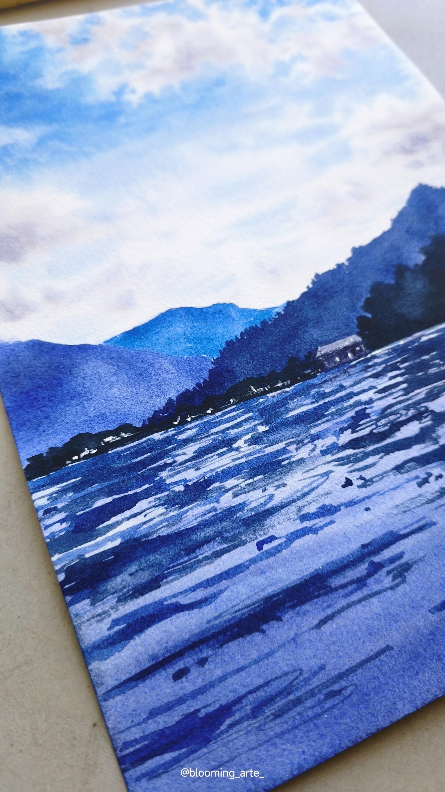 Watercolor Mountain Lake Landscape - image 3 - student project