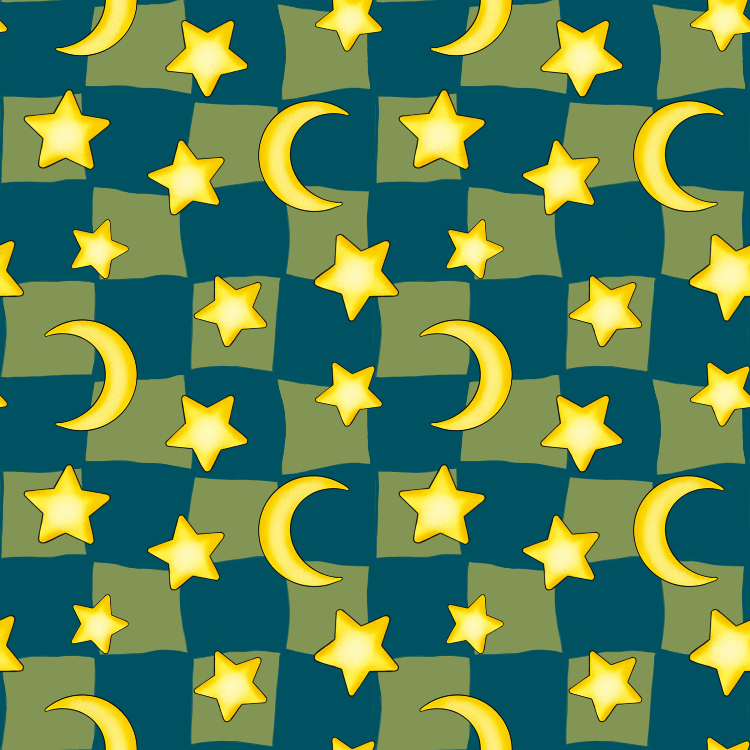 Moon and Stars Checkerboard - image 2 - student project
