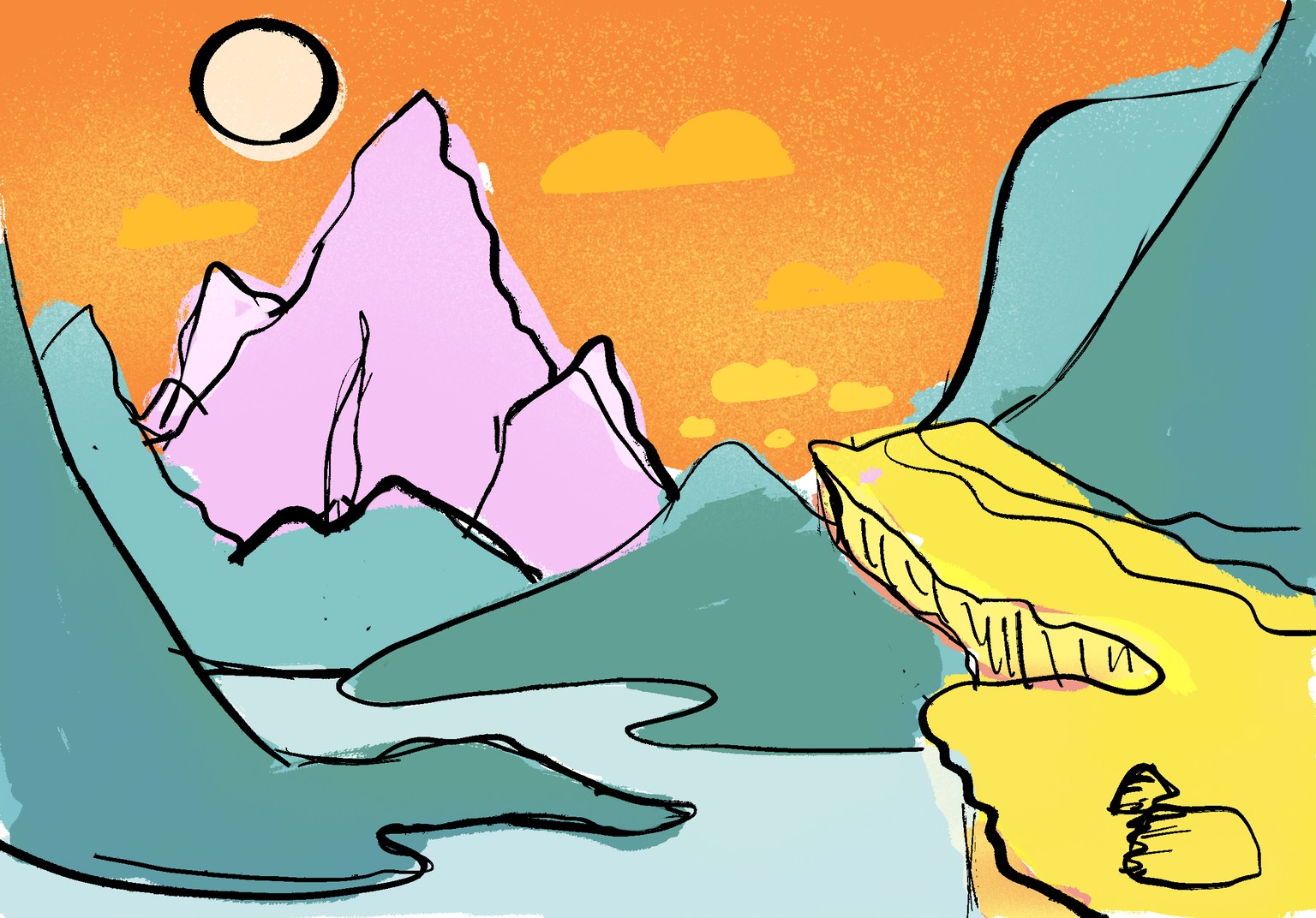 Stylised landscape in procreate - image 5 - student project
