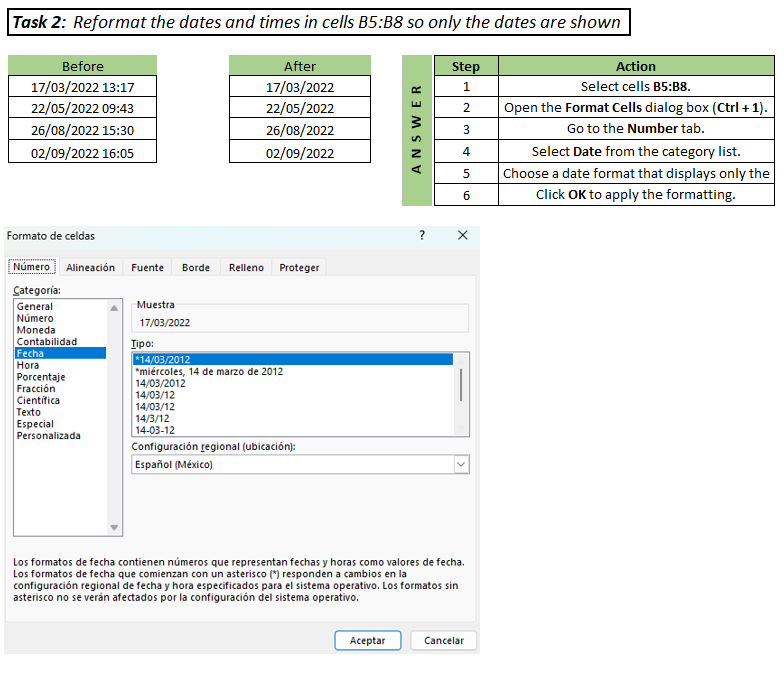 Excel Date & Time Functions & Formatting - image 2 - student project