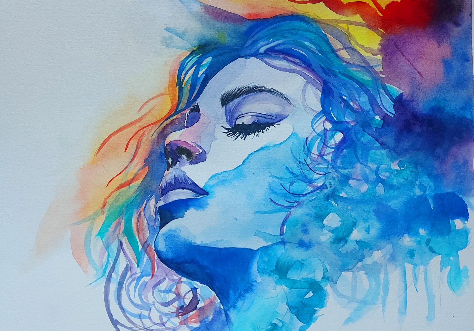 Watercolour abstract portrait - image 1 - student project