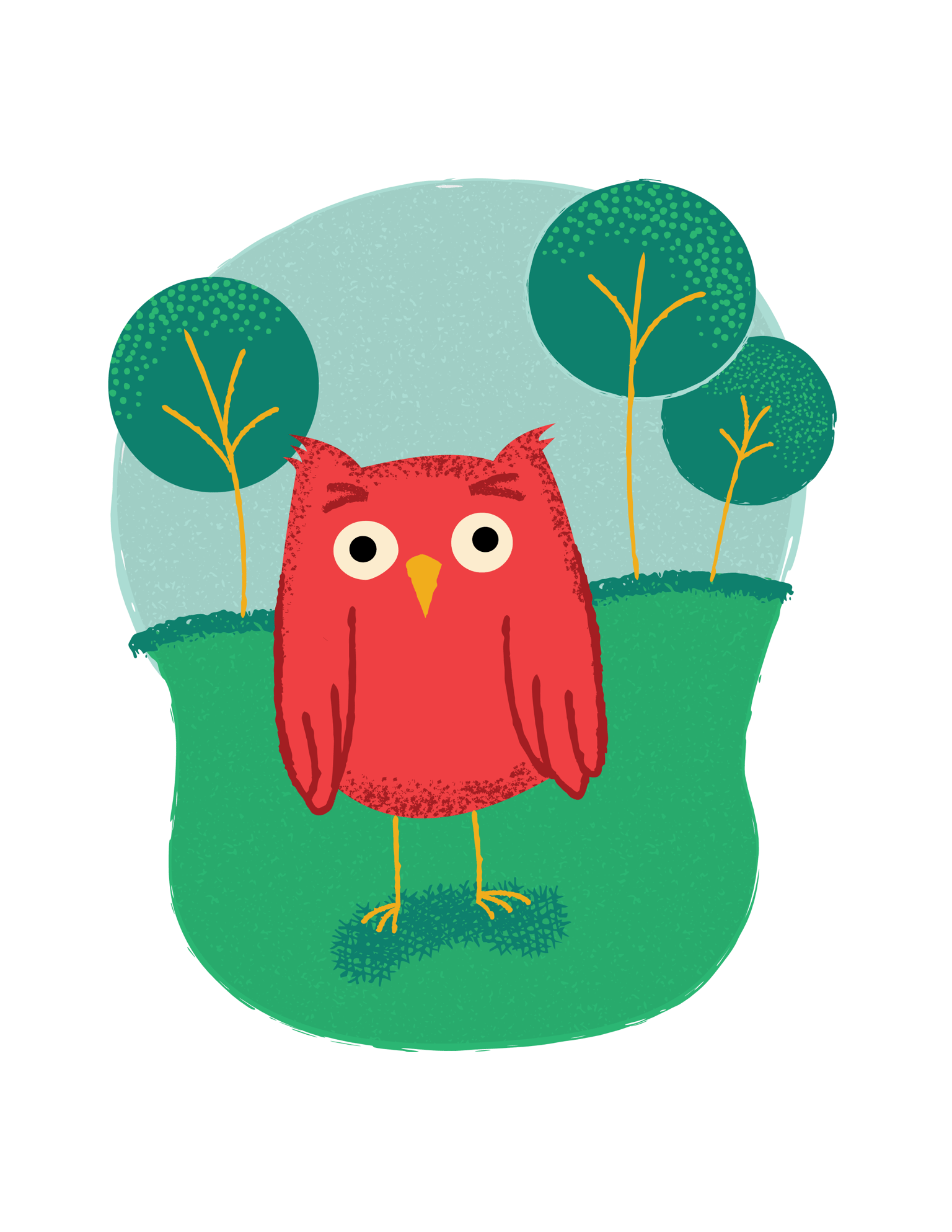 Textured Owl Drawing - image 1 - student project
