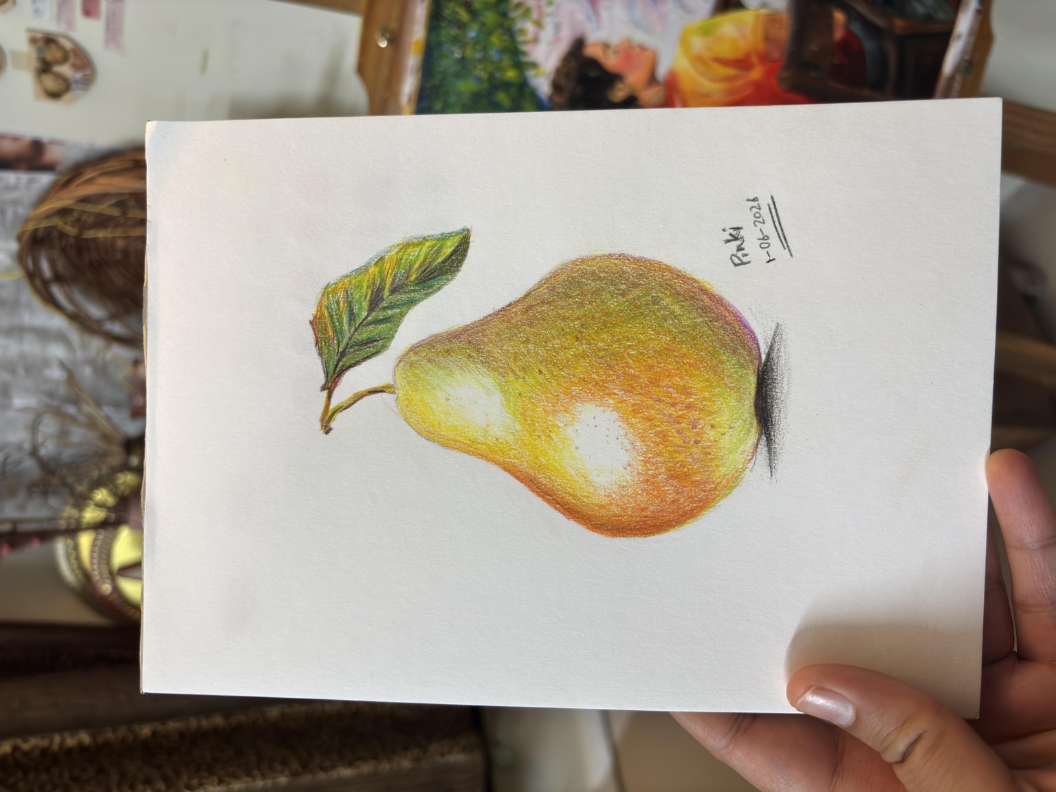 PEAR DRAWING AND SHADING WITH PENCIL COLORS - image 1 - student project