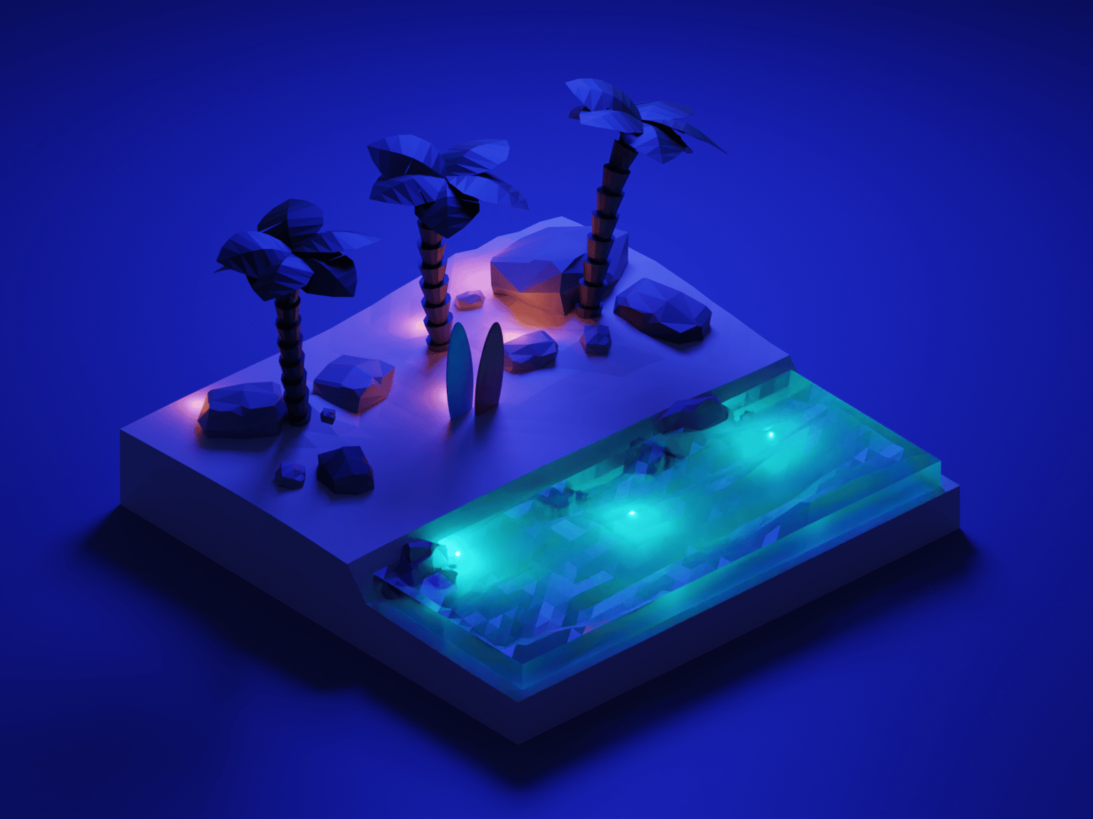 Low Poley Beach + Isometric Room view - image 1 - student project