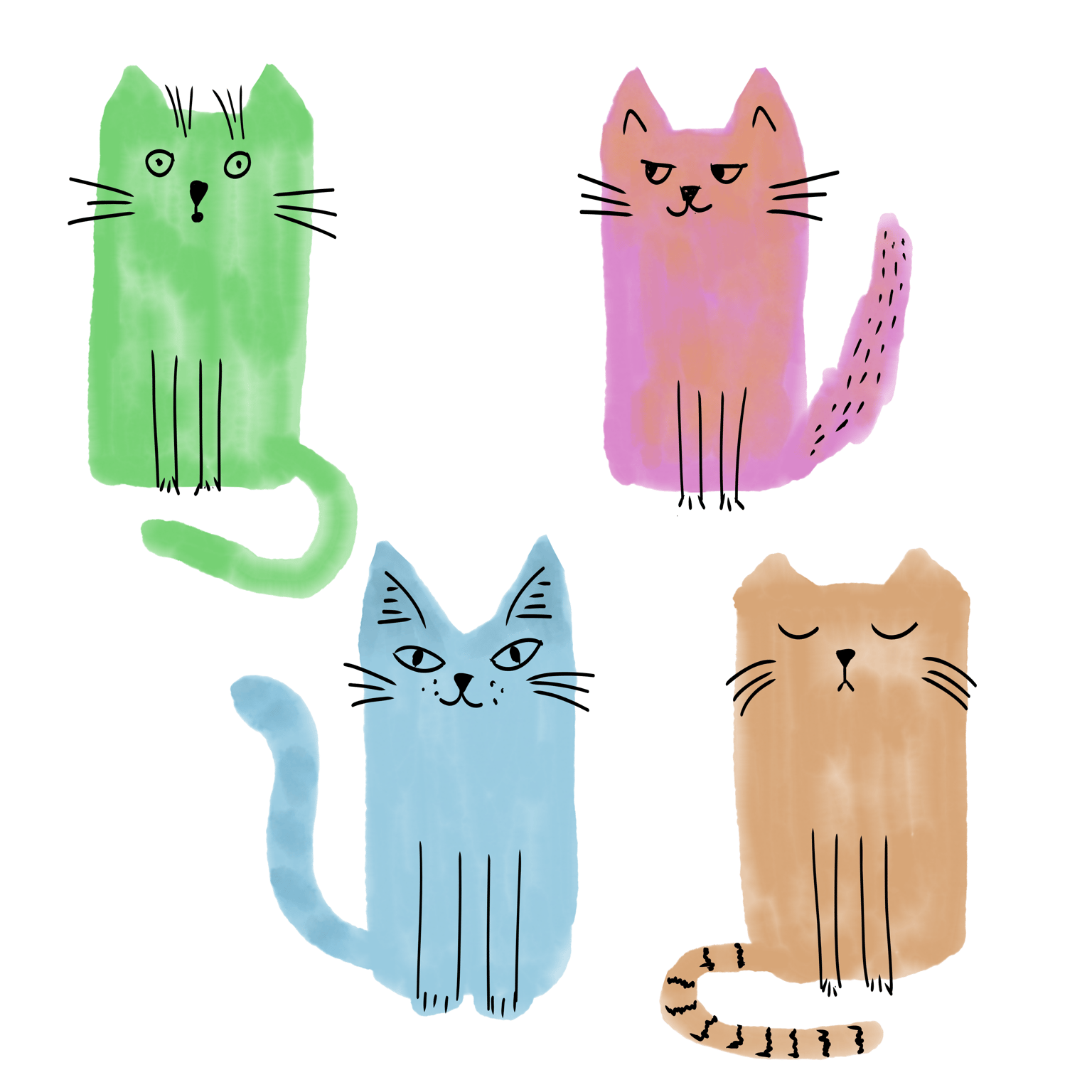 Cute watercolor cats - image 3 - student project