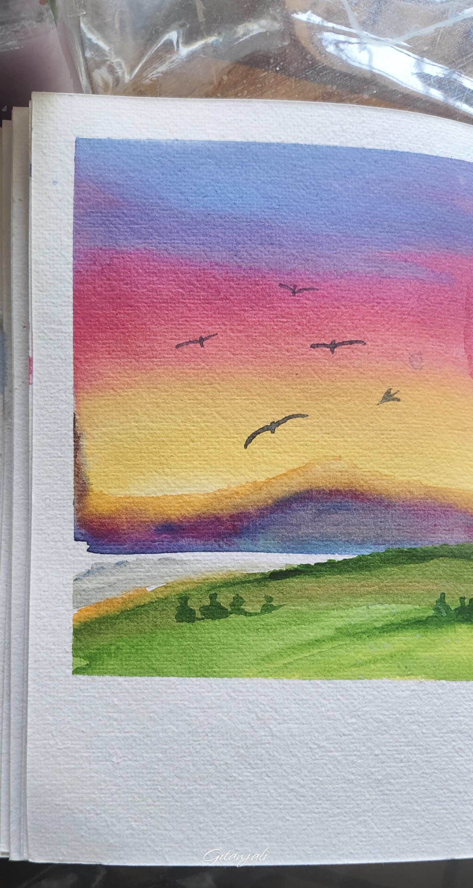 Peacescape in watercolor - image 2 - student project