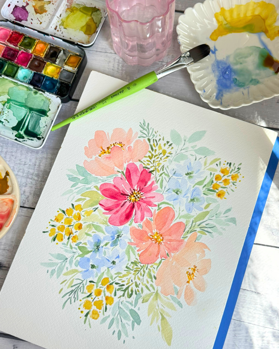 Loose watercolor flowers - image 2 - student project