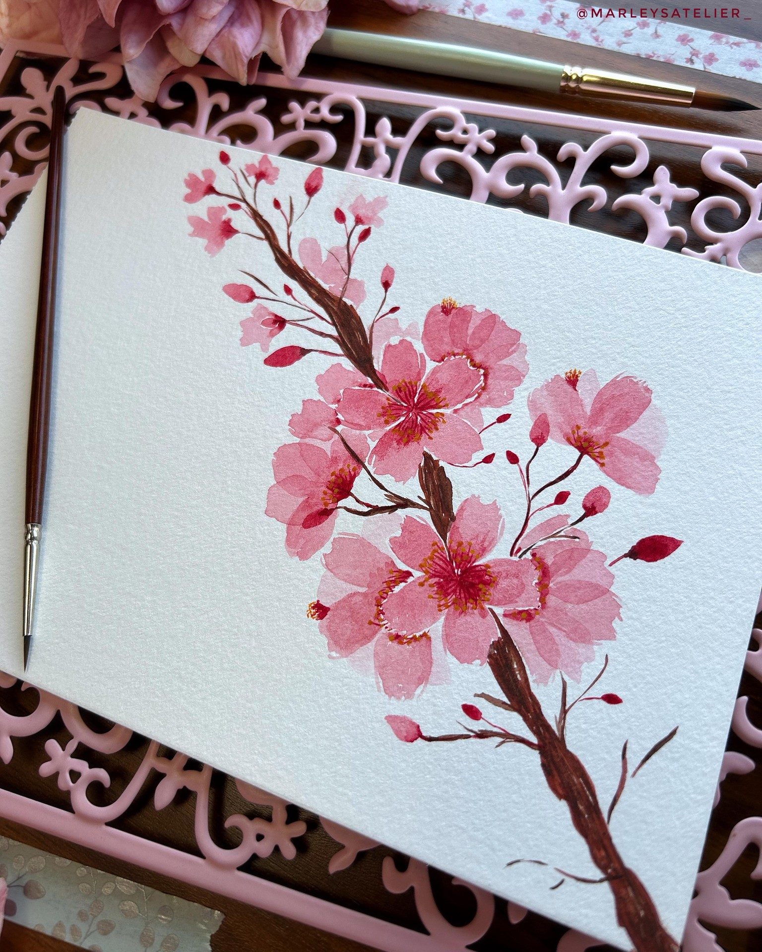 Watercolor Cherry Blossoms - image 2 - student project