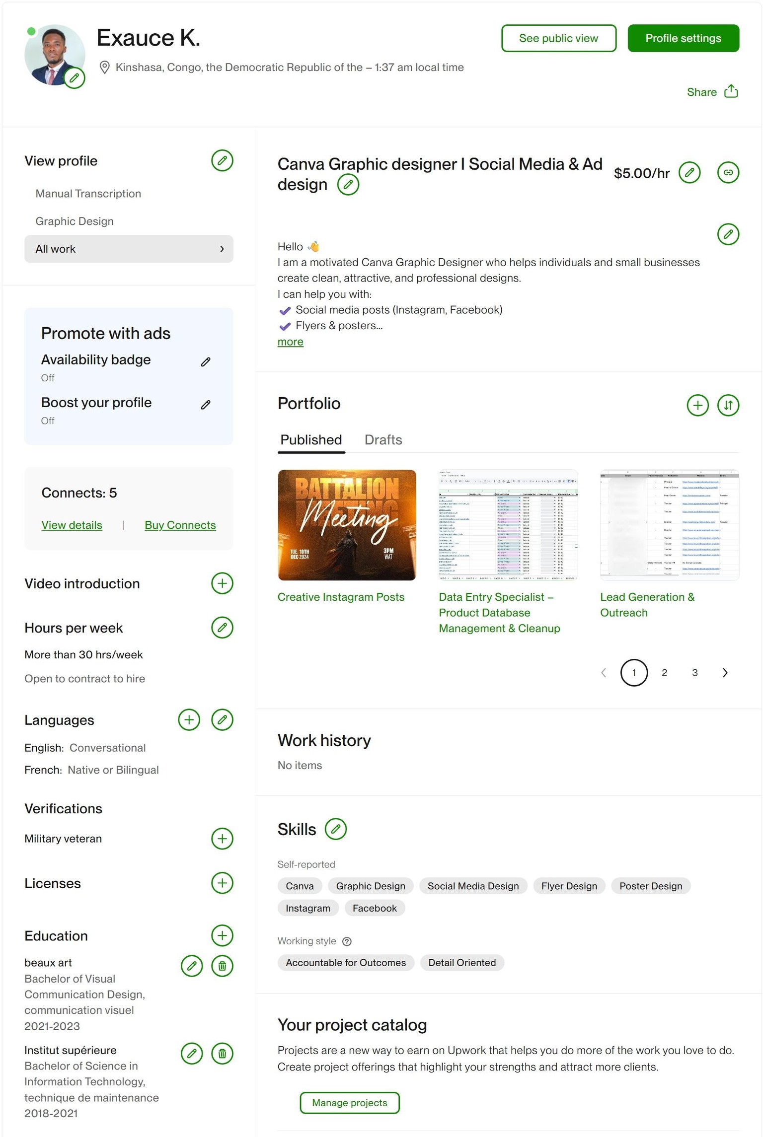 Profile upwork - image 1 - student project