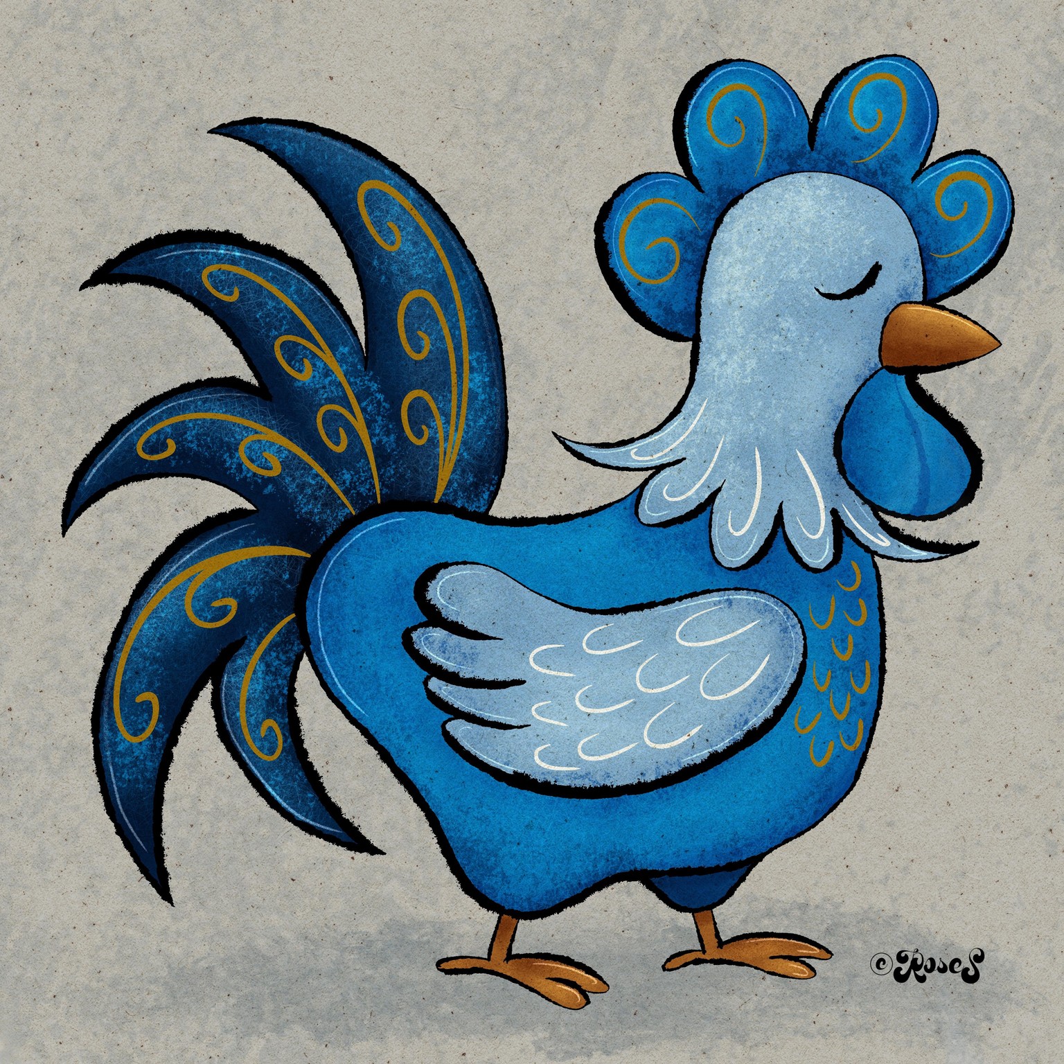 Whimsical Rooster Illustration in Procreate: Fun Character Art - image 1 - student project