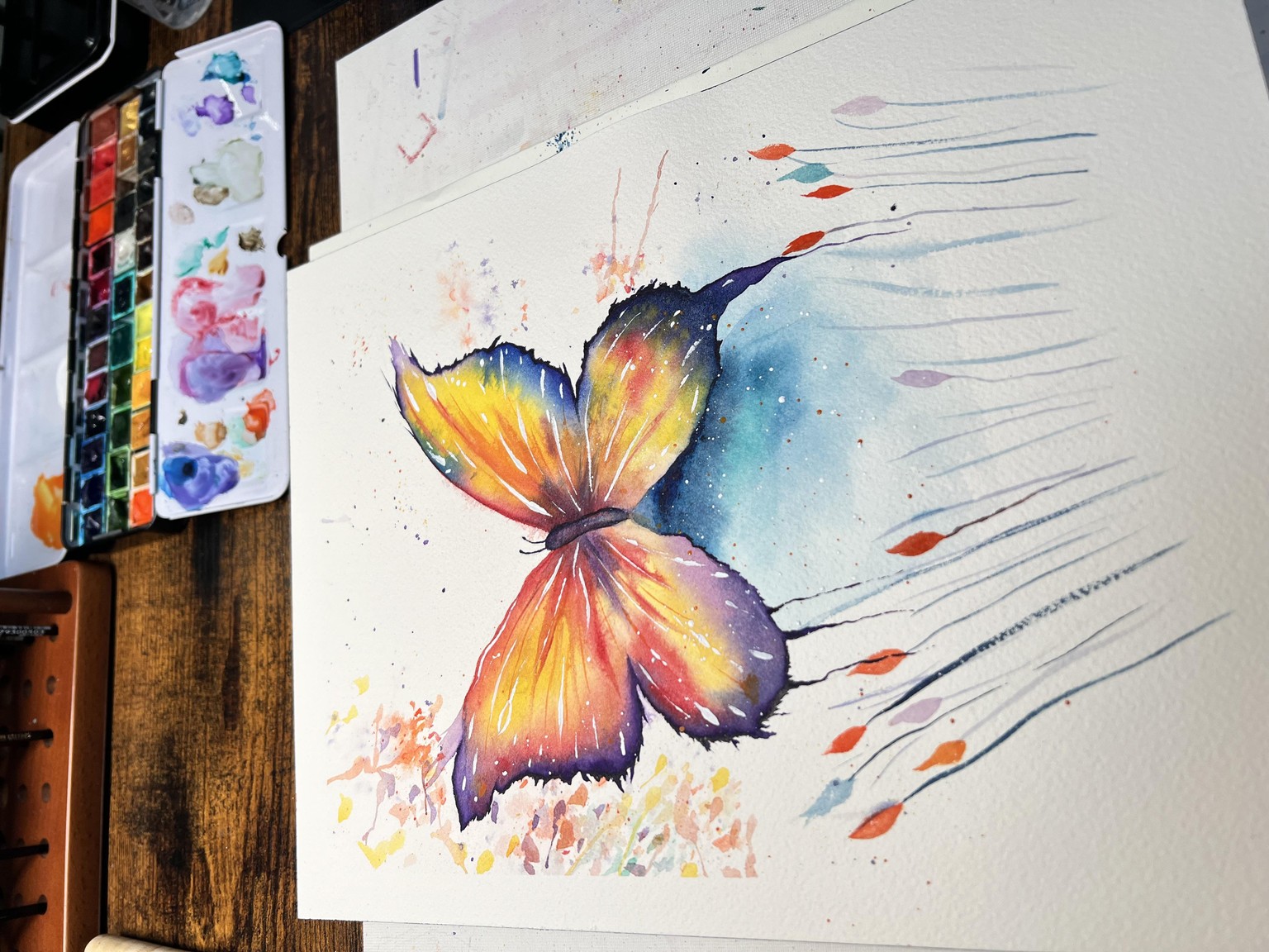 Watercolor wings, expressive butterfly - image 3 - student project