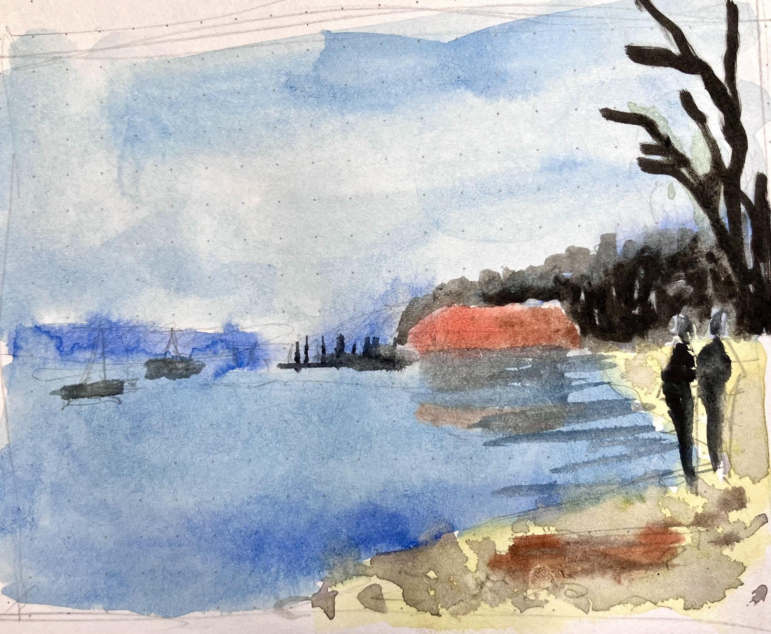 Watercolor scenery:  Ink or no ink? - image 8 - student project
