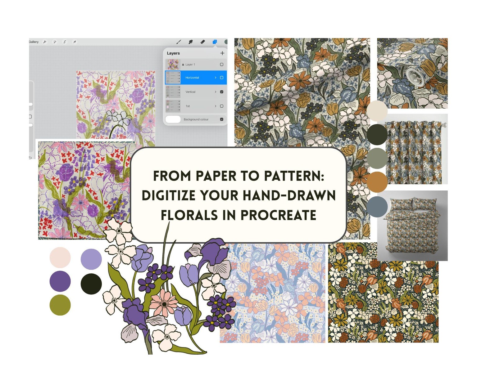 From paper to digital pattern: Vintage Wildflower Mix - image 2 - student project