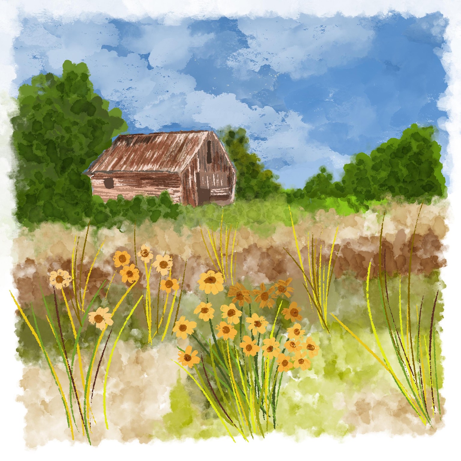 Gouache landscape with Procreate - image 1 - student project