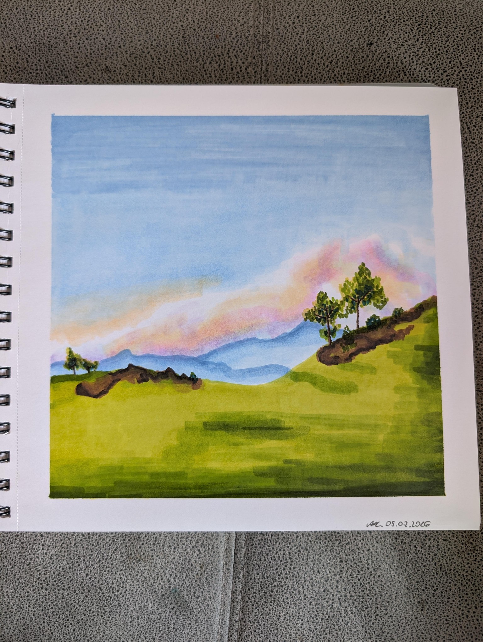 Spring Landscape (Alcohol Markers) - image 1 - student project