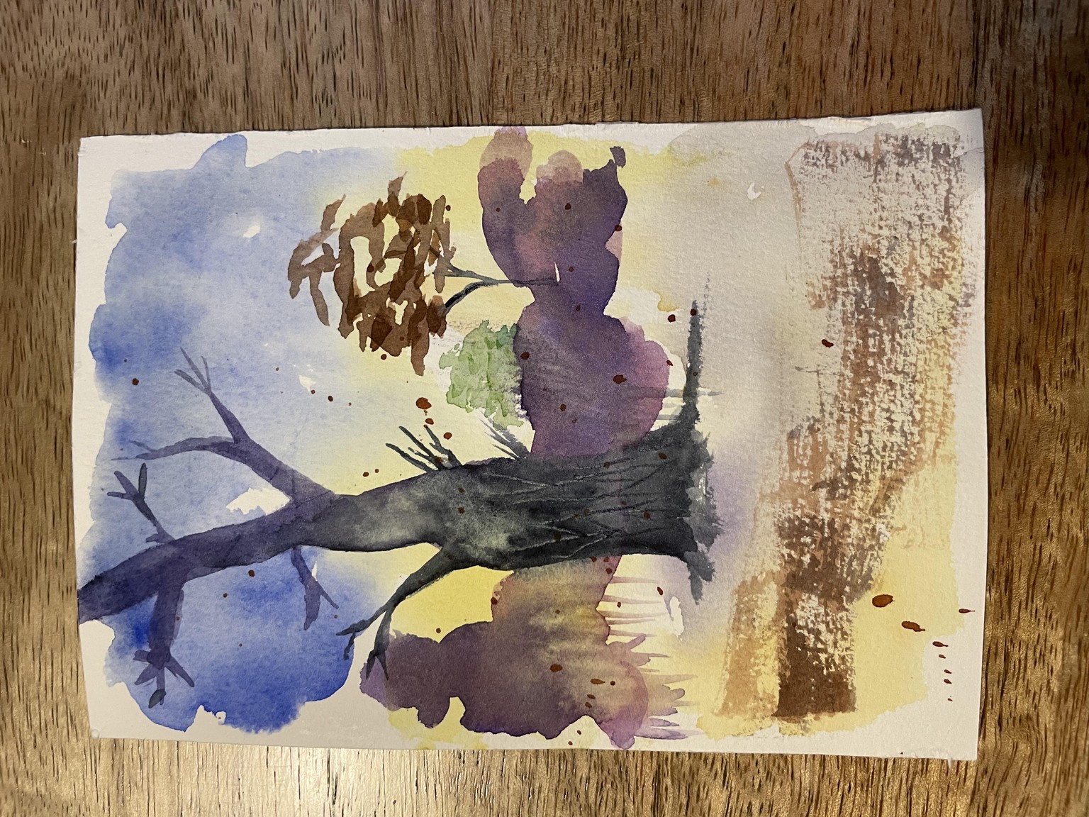 Watercolor practice - cutlery and landscape - image 2 - student project