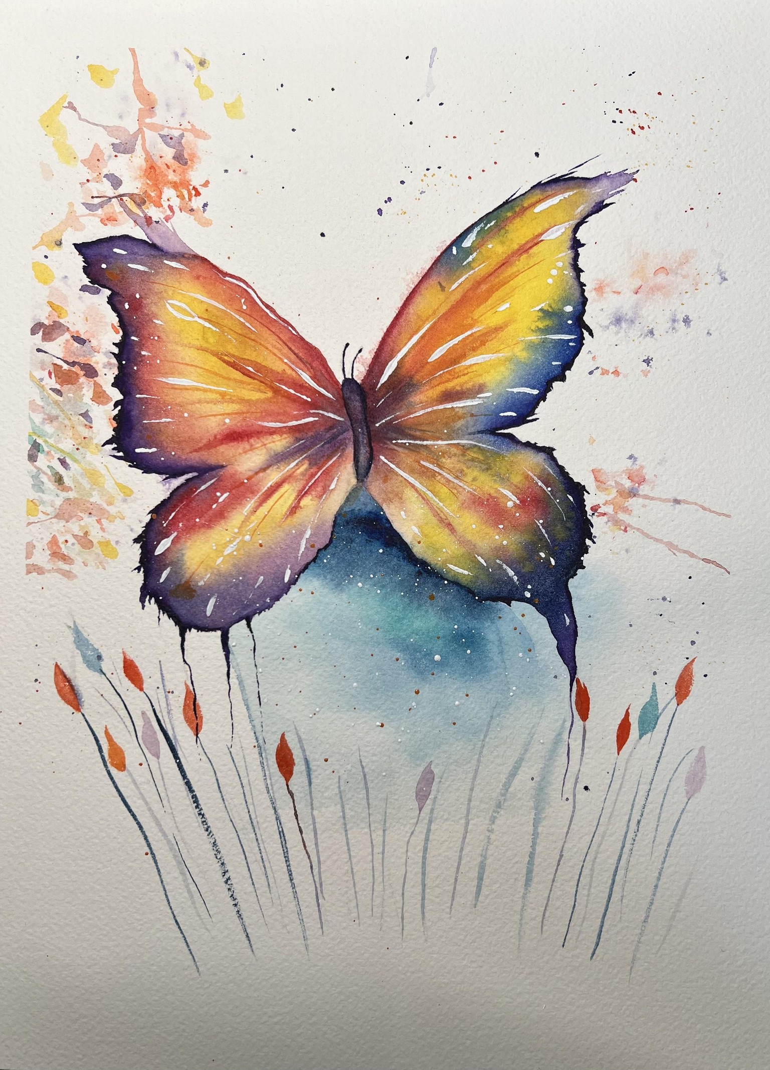 Watercolor wings, expressive butterfly - image 1 - student project
