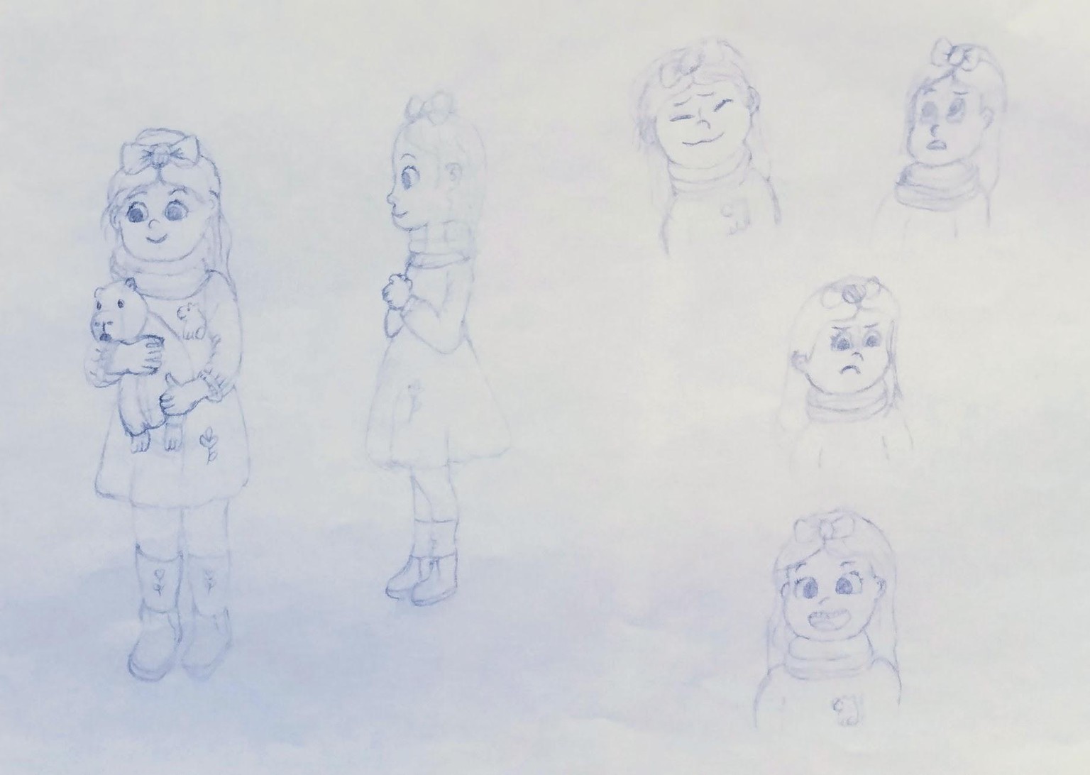 Girl with a stuffed animal and her different facial expressions - image 1 - student project