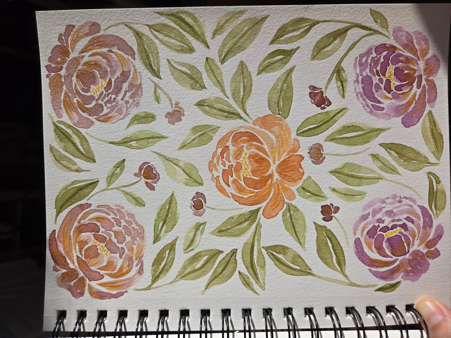 Peony wreath and pattern - image 1 - student project