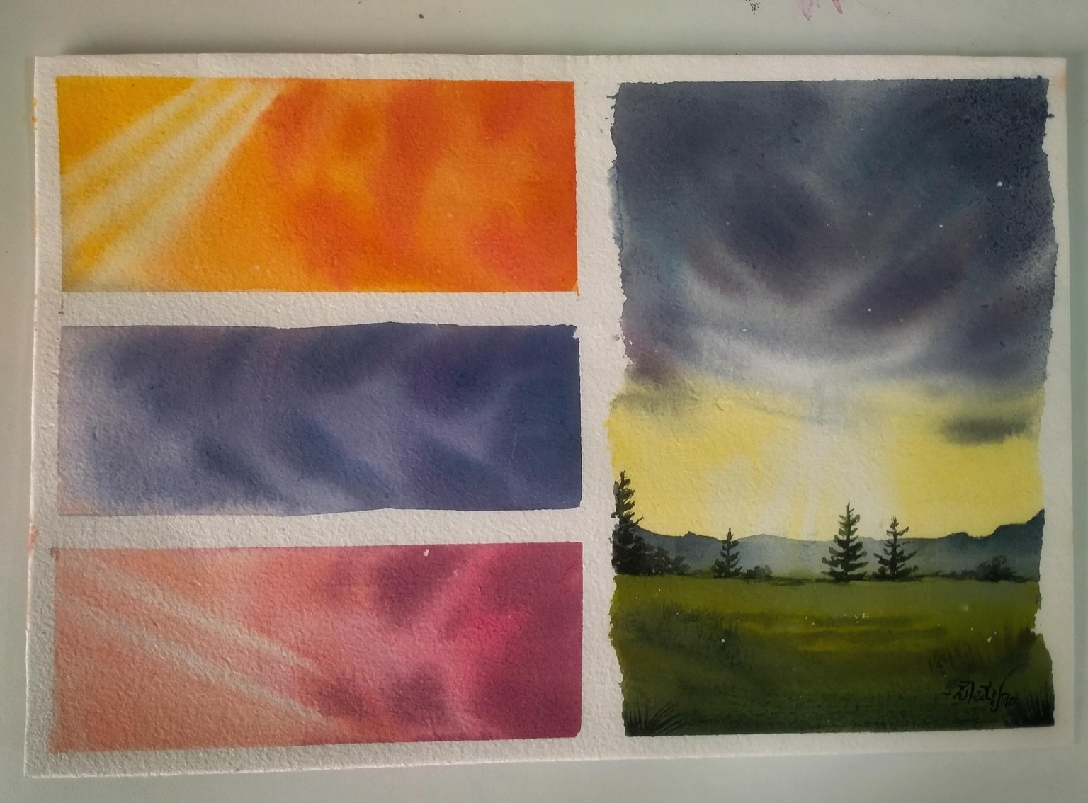 7 days of watercolor sunsets - image 2 - student project