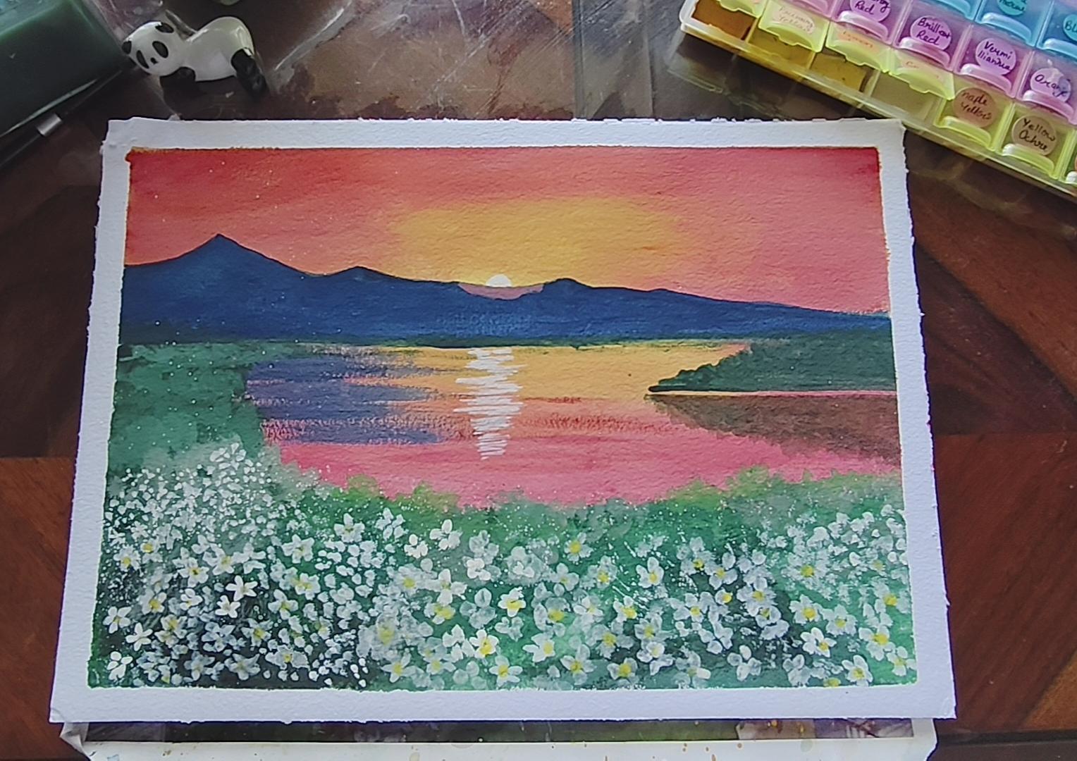 Spring gouache landscape - image 2 - student project