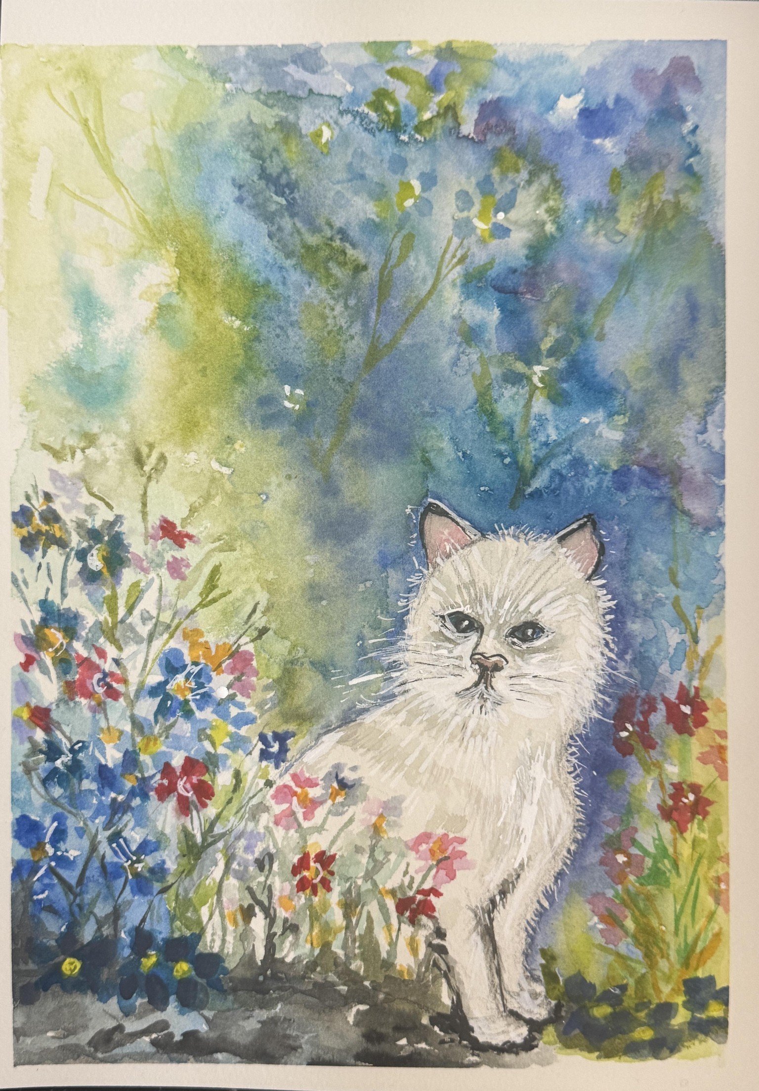 Watercolour cat - image 1 - student project