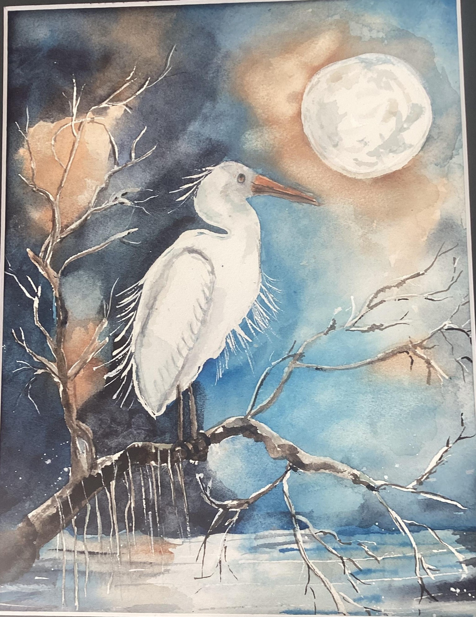 Heron in moonlight, a Carrie McKenzie tutorial - image 1 - student project