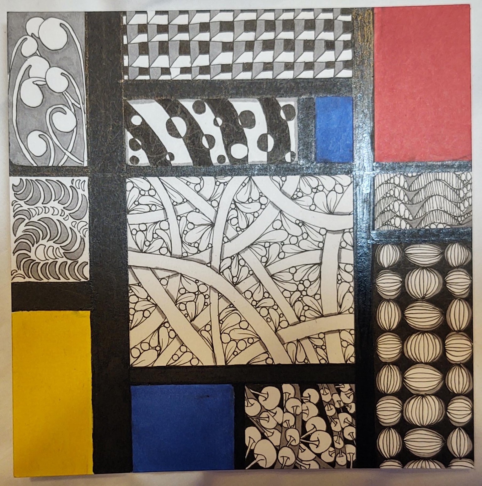 Mondrian Inspired Zentangle Art - image 2 - student project