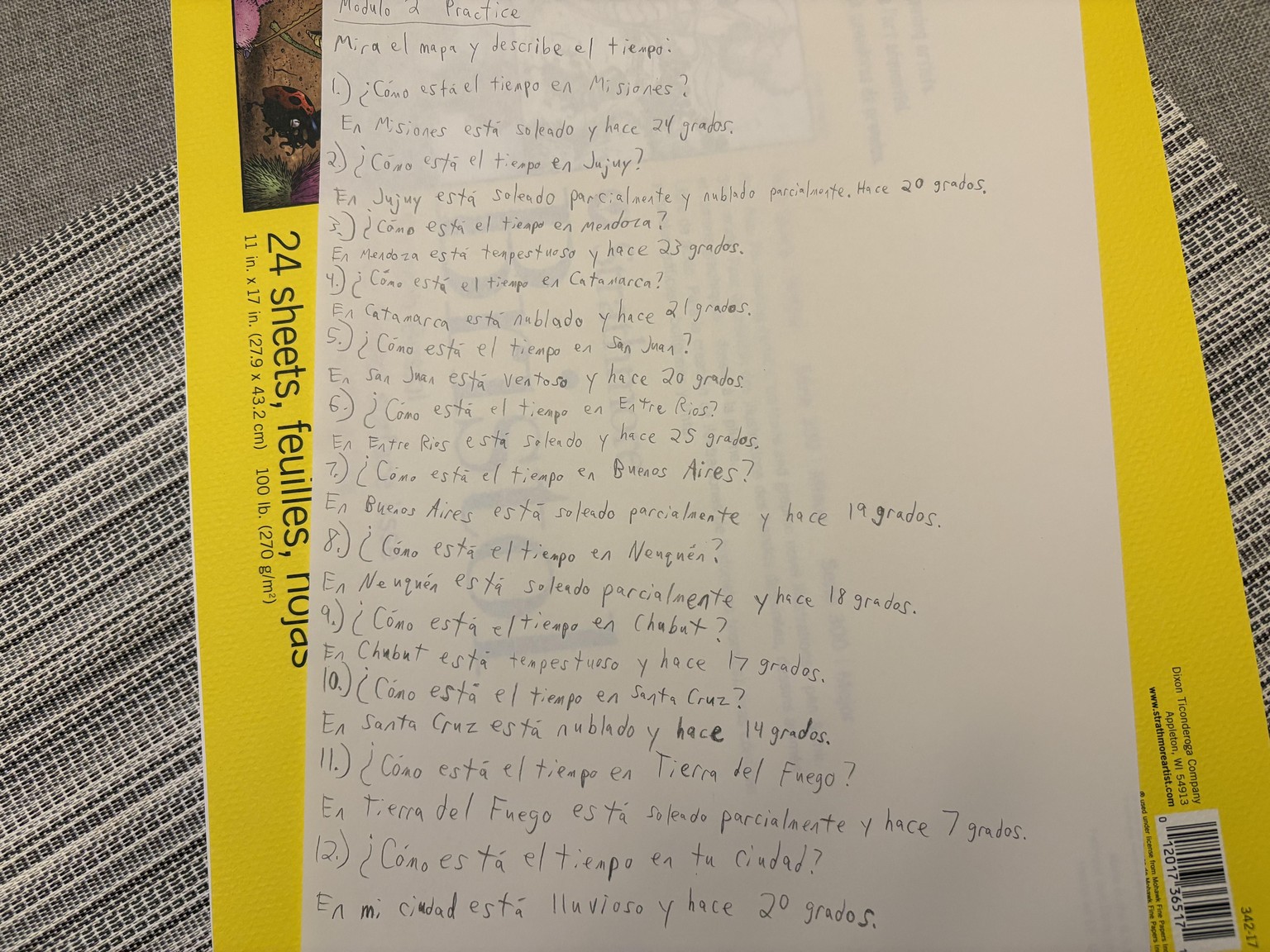 Module 2 el tiempo, couldn’t use Word so I wrote it out - image 1 - student project