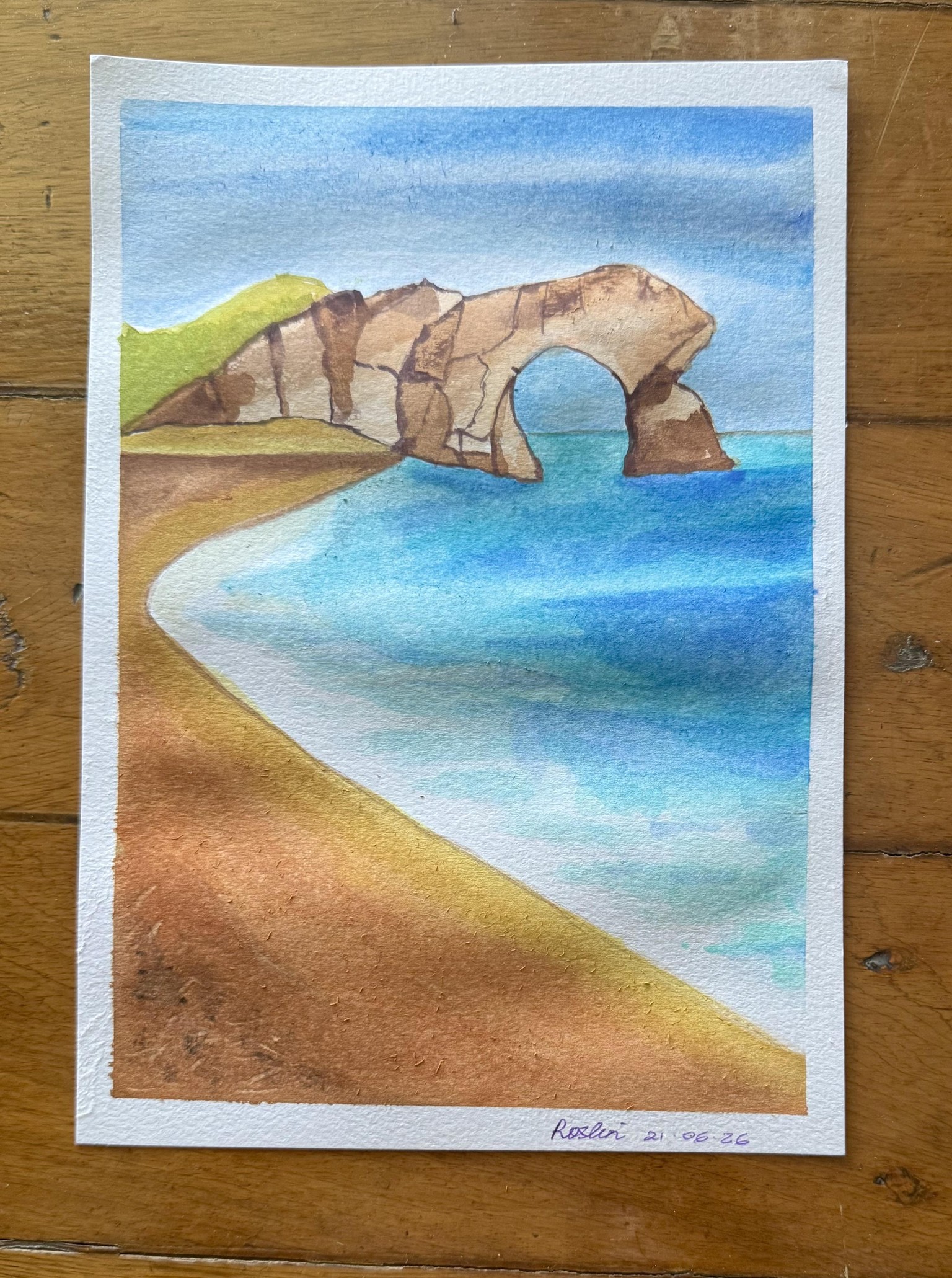 Watercolor mountains and sea - image 1 - student project