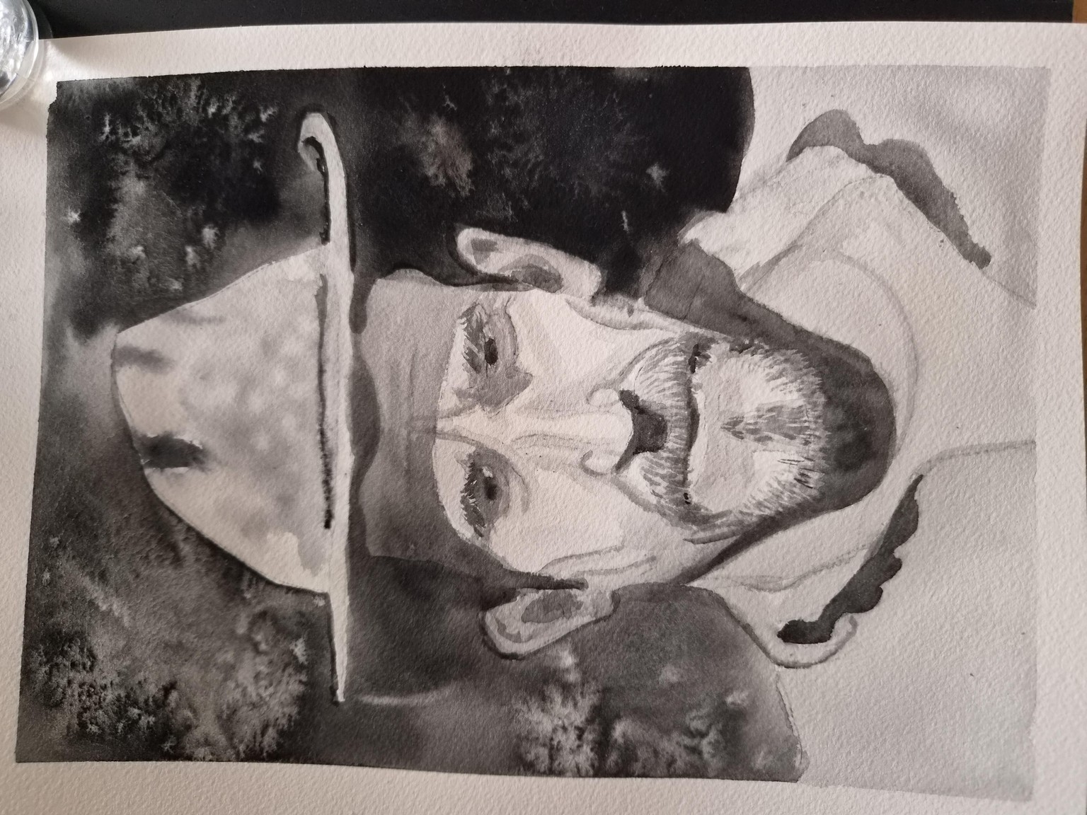 Monochrome Watercolor Portraits day 1-7 - image 4 - student project