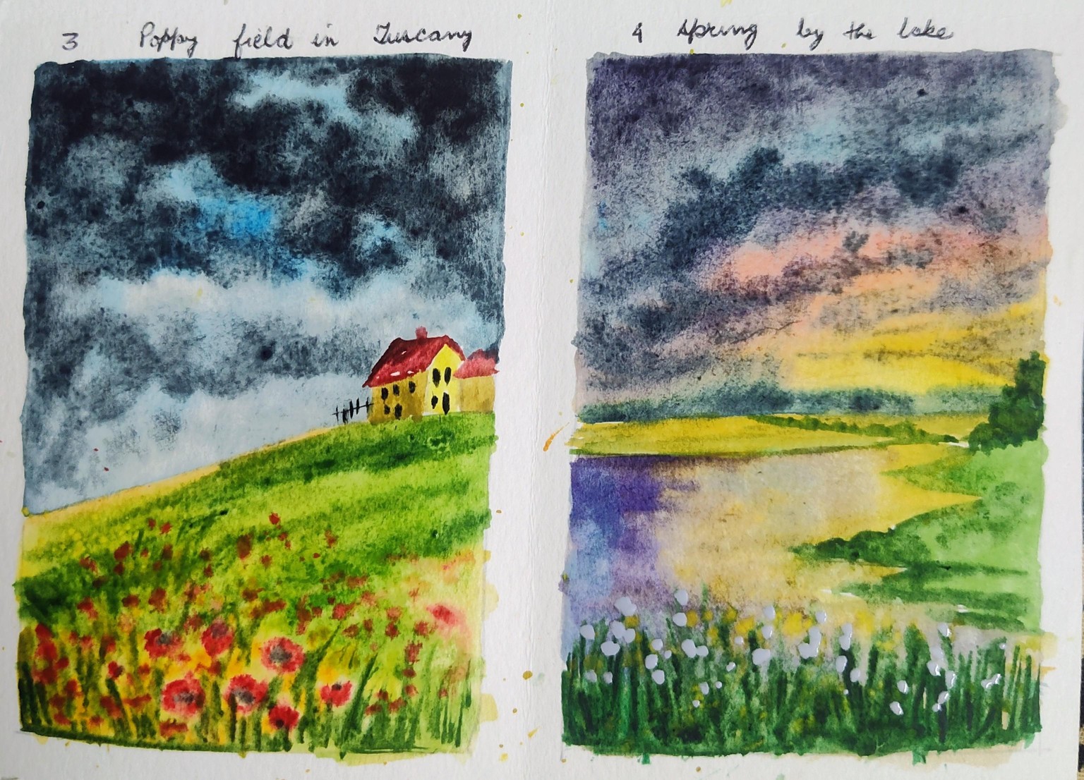 5 spring watercolor landscape with Nilam - image 2 - student project