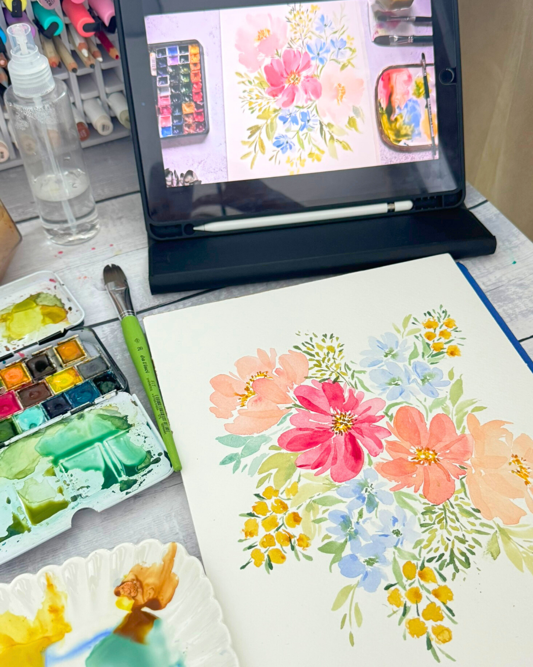 Loose watercolor flowers - image 3 - student project