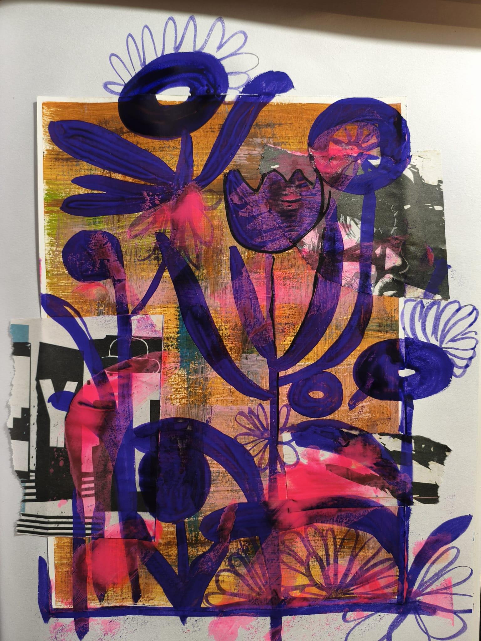 Painting botanicals in gouache on creative paper backgrounds - image 1 - student project