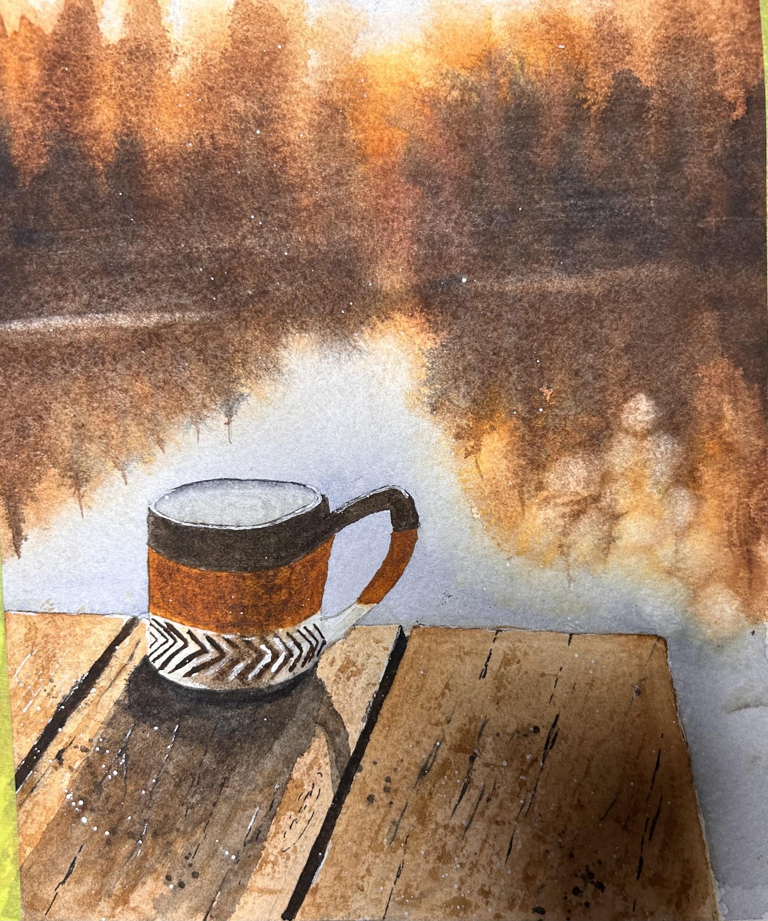 Painting Light and Shadow in Watercolor: Cup on a picnic table - image 1 - student project