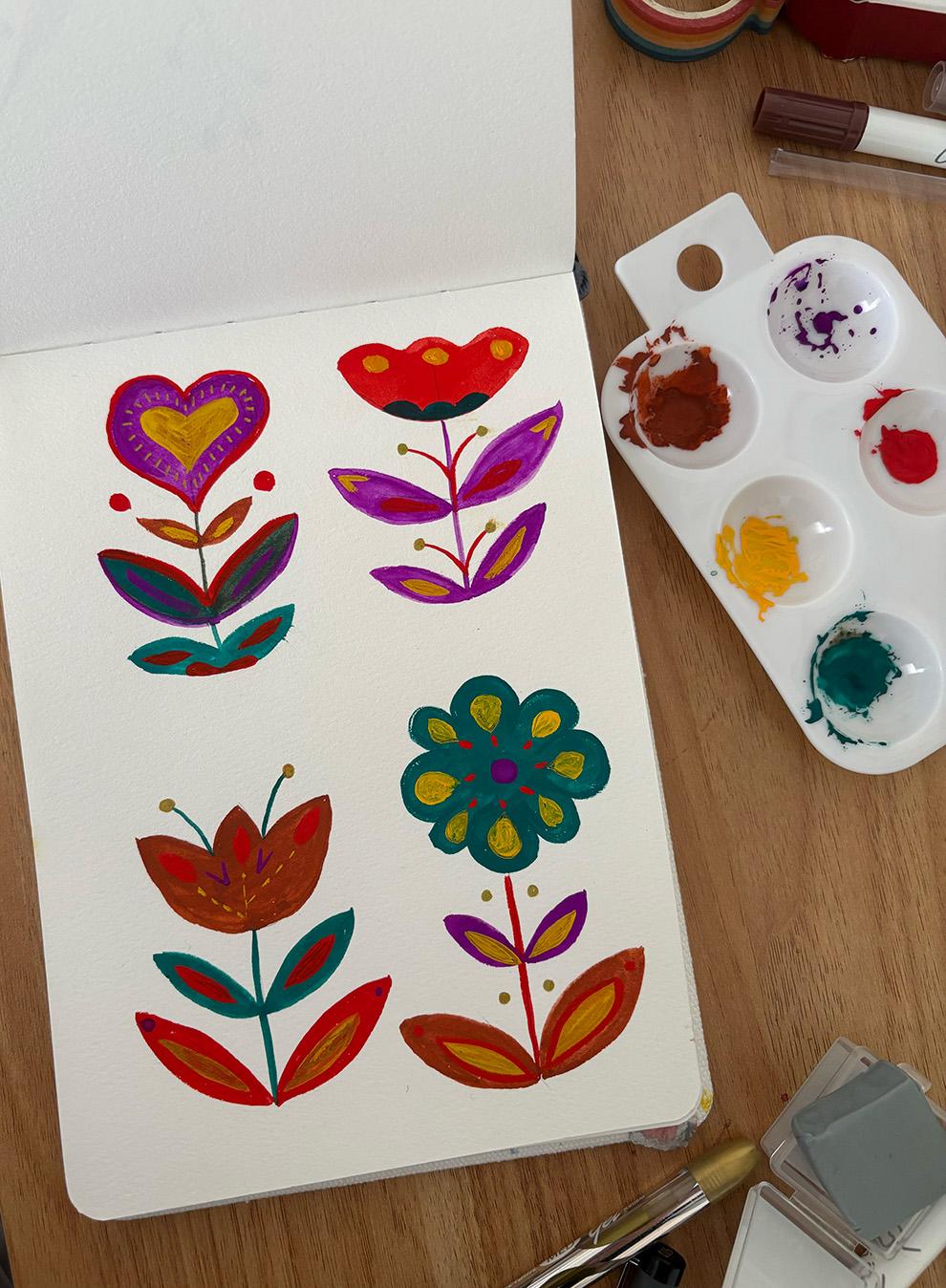 Folk Florals in Gouache - image 1 - student project