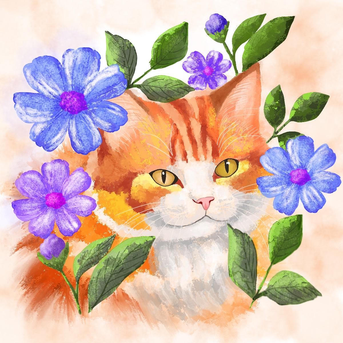 Cat and floral - image 1 - student project