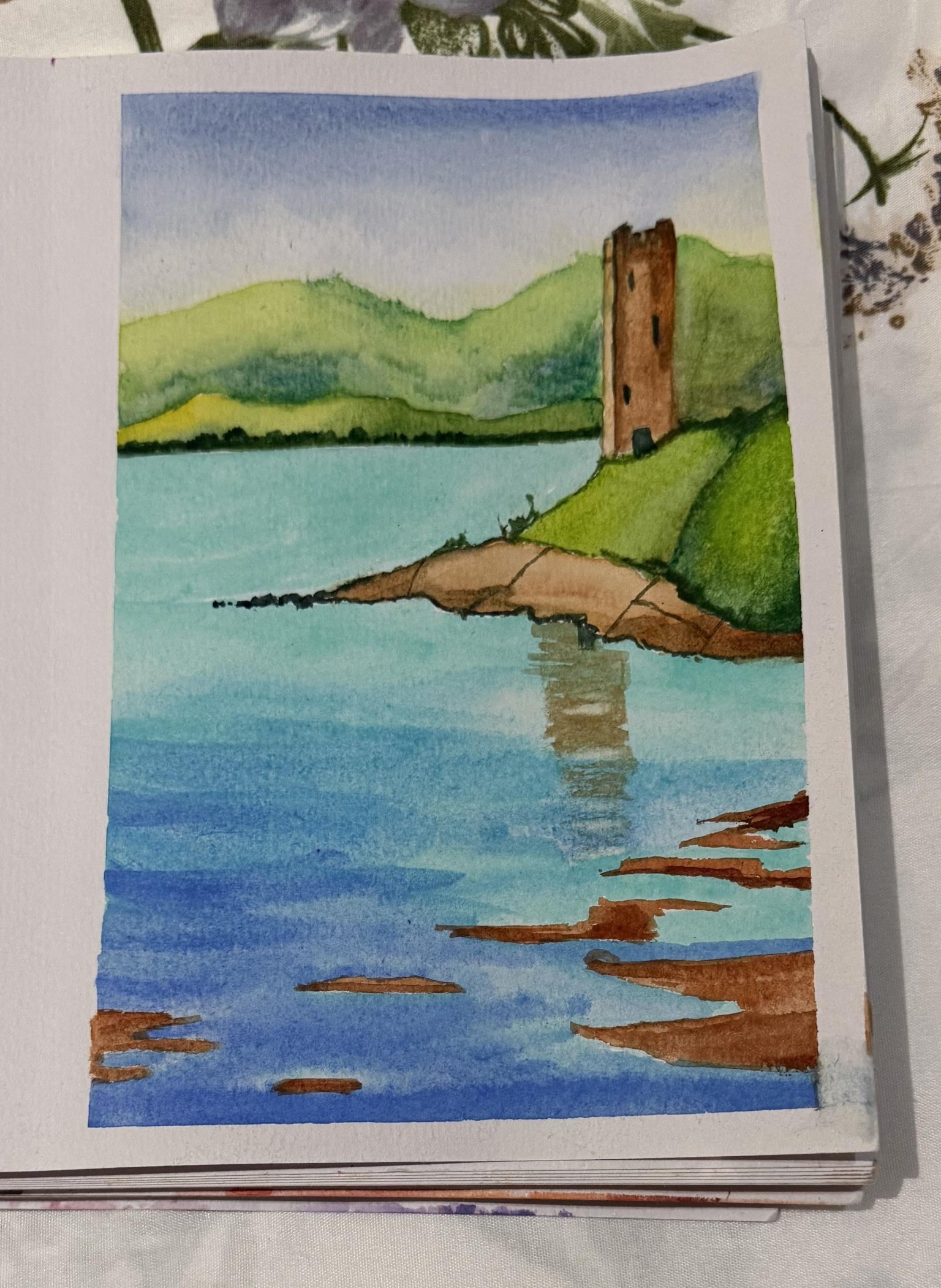 Watercolor mountains and sea - image 3 - student project