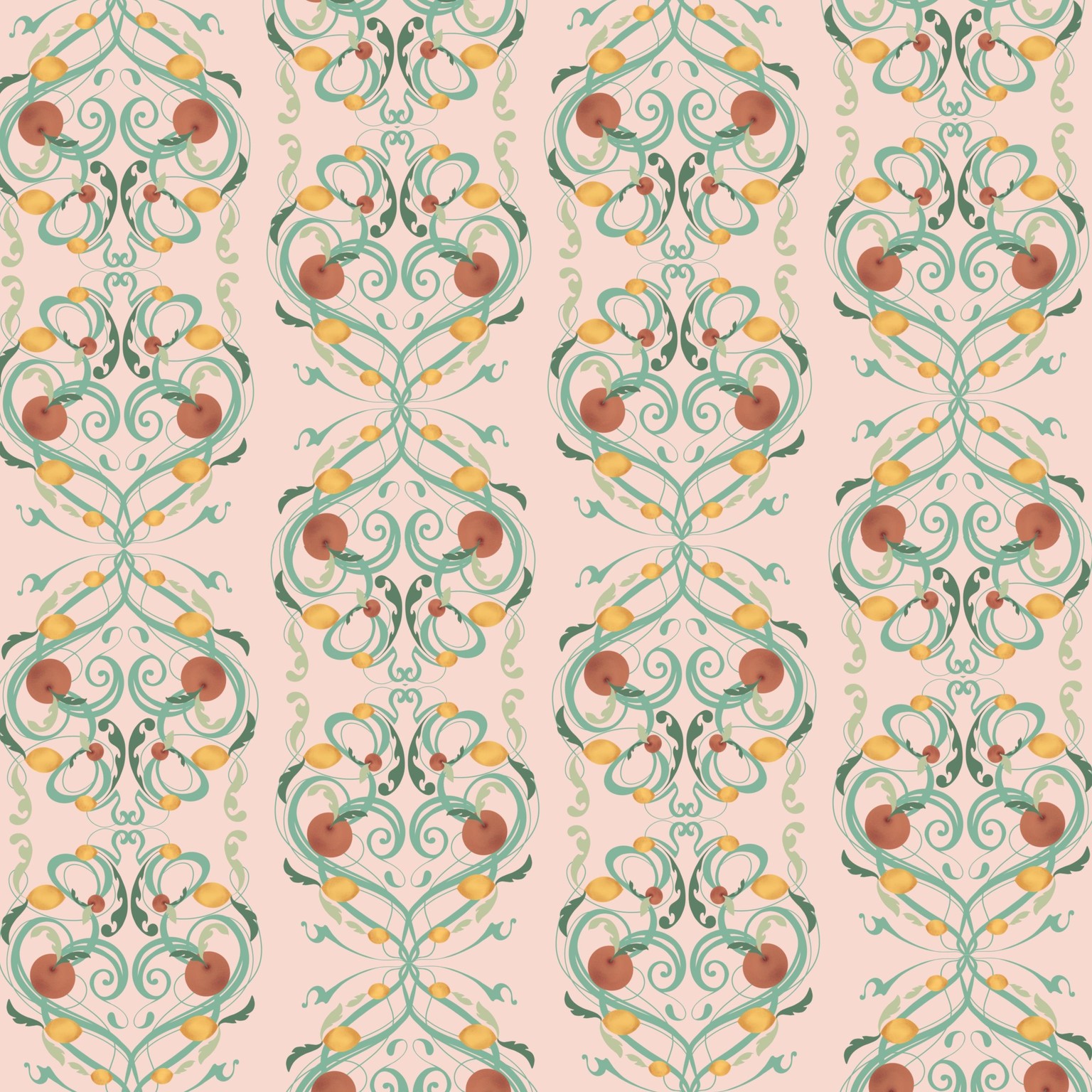 Art Nouveau Citrus Pattern - image 1 - student project