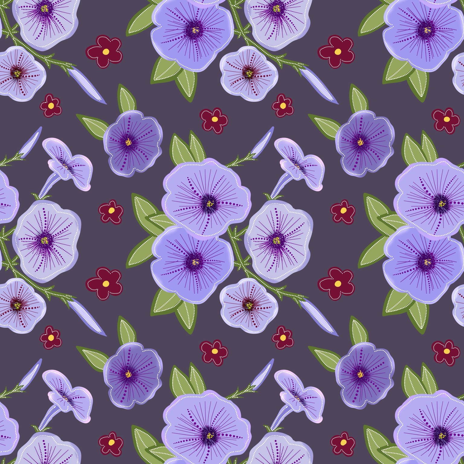 Dotted petunia repeat pattern. - image 2 - student project