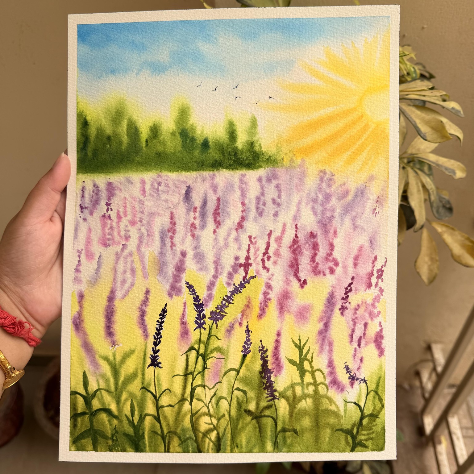 Spring landscape in watercolour - image 1 - student project